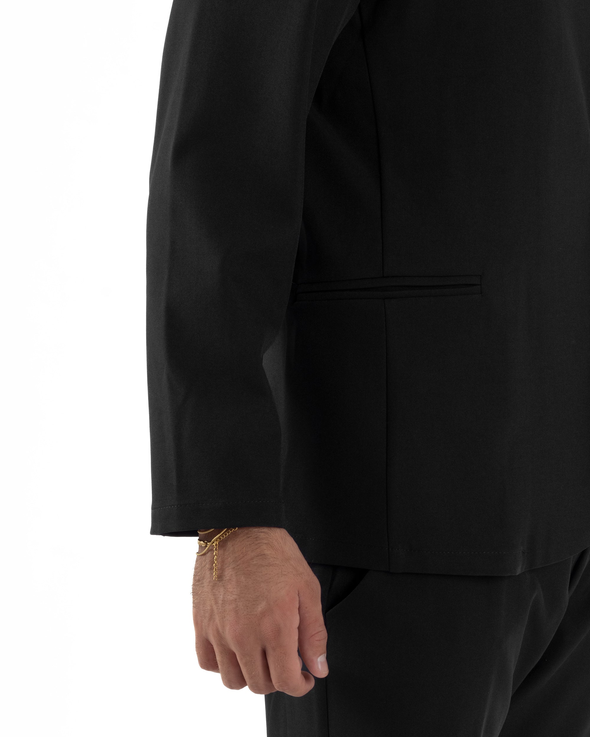 Abito Uomo Monopetto Coreano Coordinato Viscosa Nero AE1190A