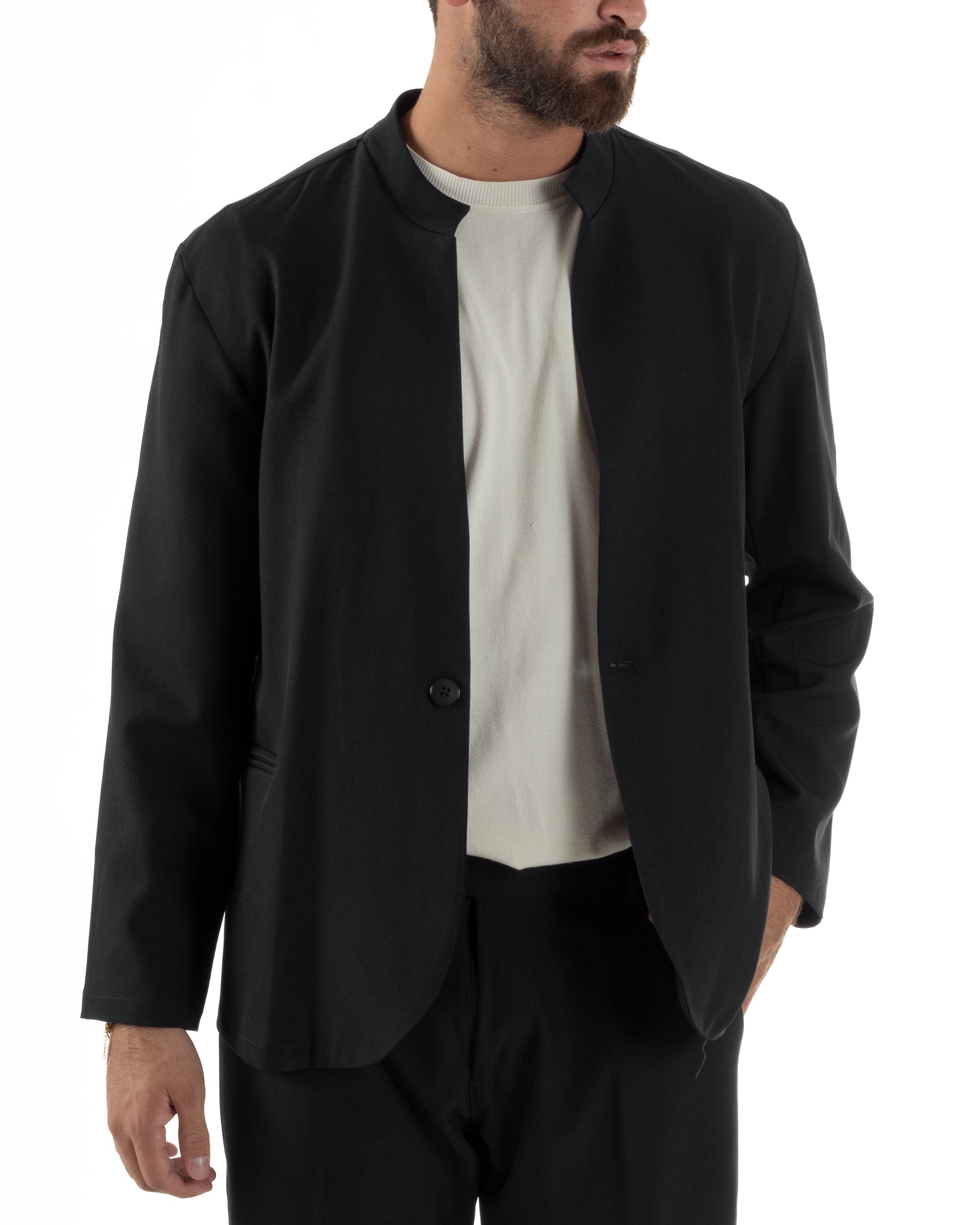 Abito Uomo Monopetto Coreano Coordinato Viscosa Nero AE1190A