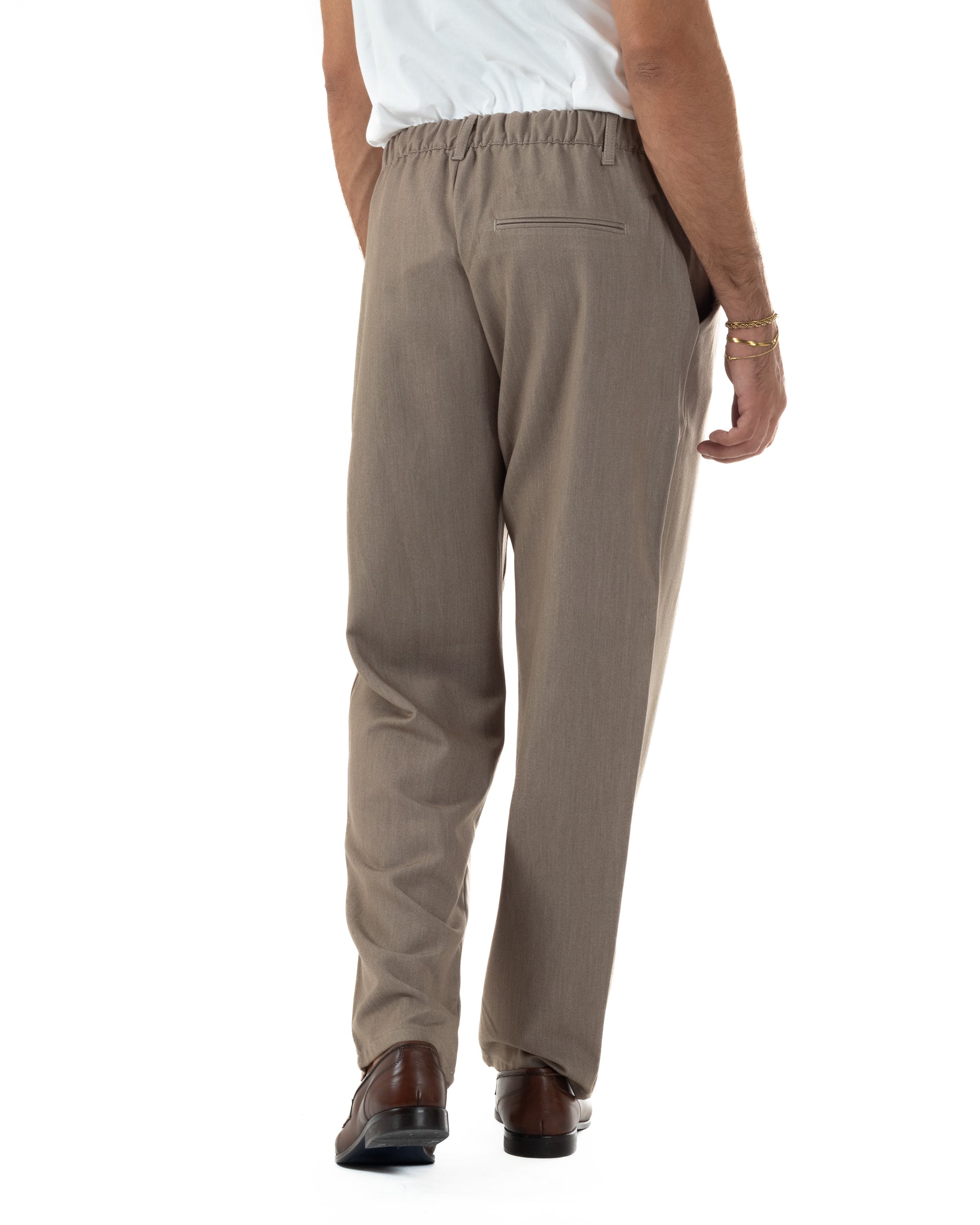 Abito Uomo Doppiopetto Viscosa Pantaloni Baggy Beige Melangiato AE1191A