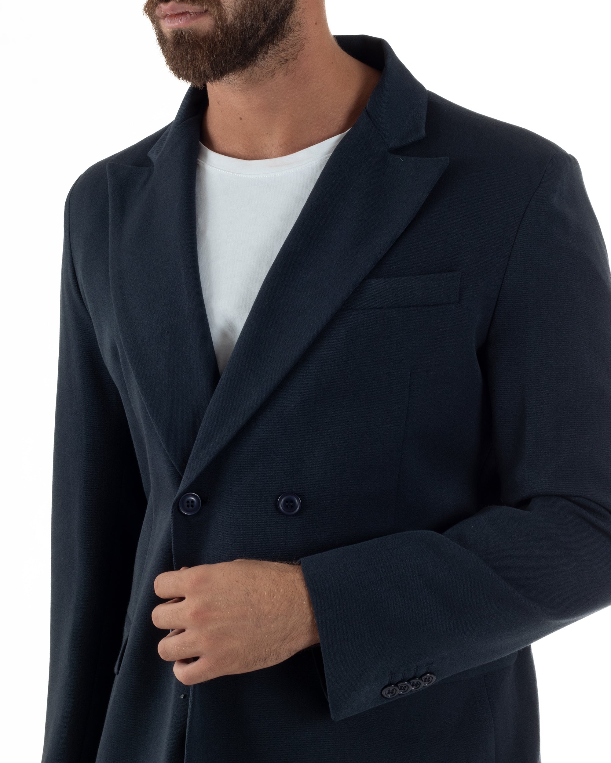 Abito Uomo Doppiopetto Viscosa Pantaloni Baggy Blu AE1192A