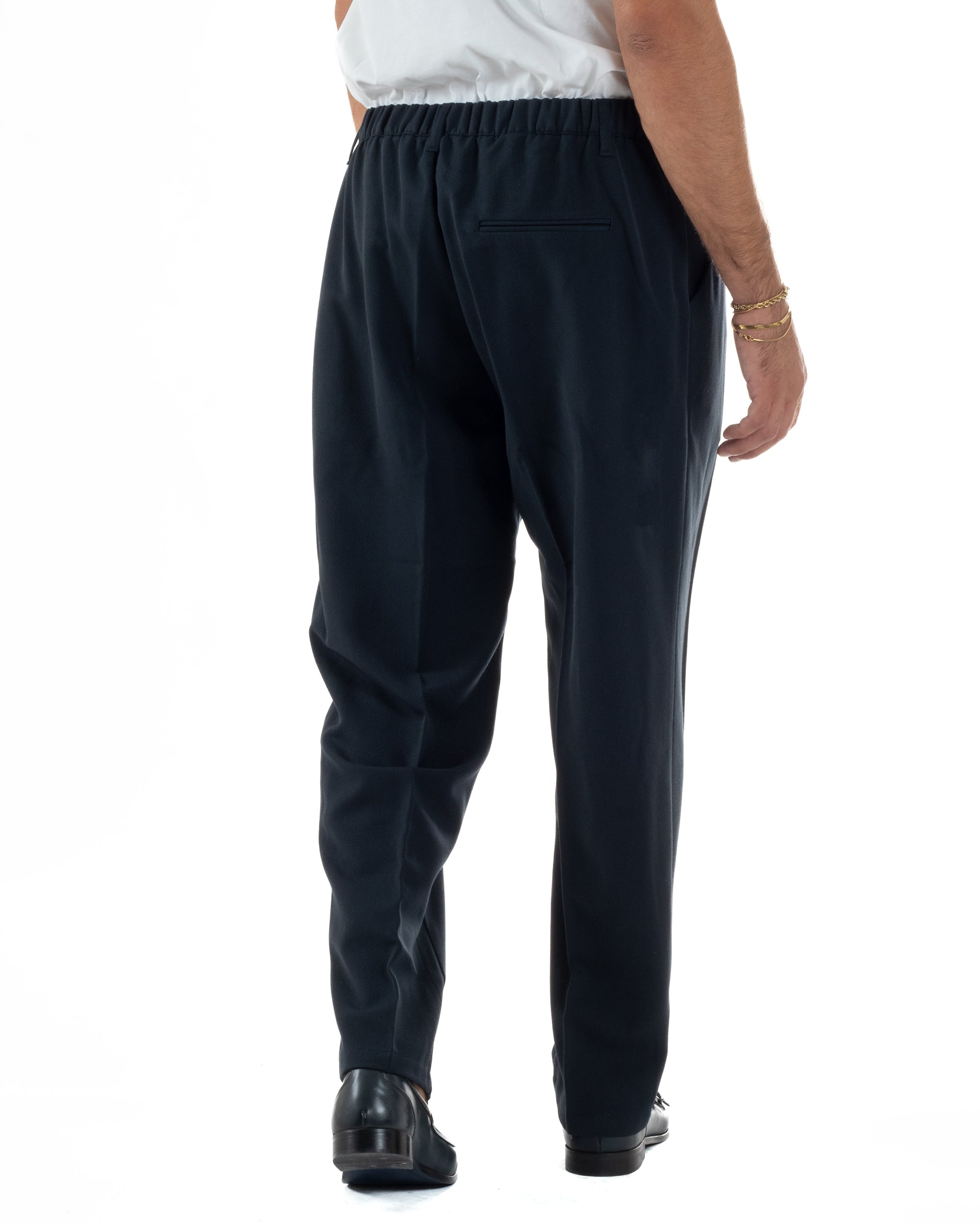 Abito Uomo Doppiopetto Viscosa Pantaloni Baggy Blu AE1192A