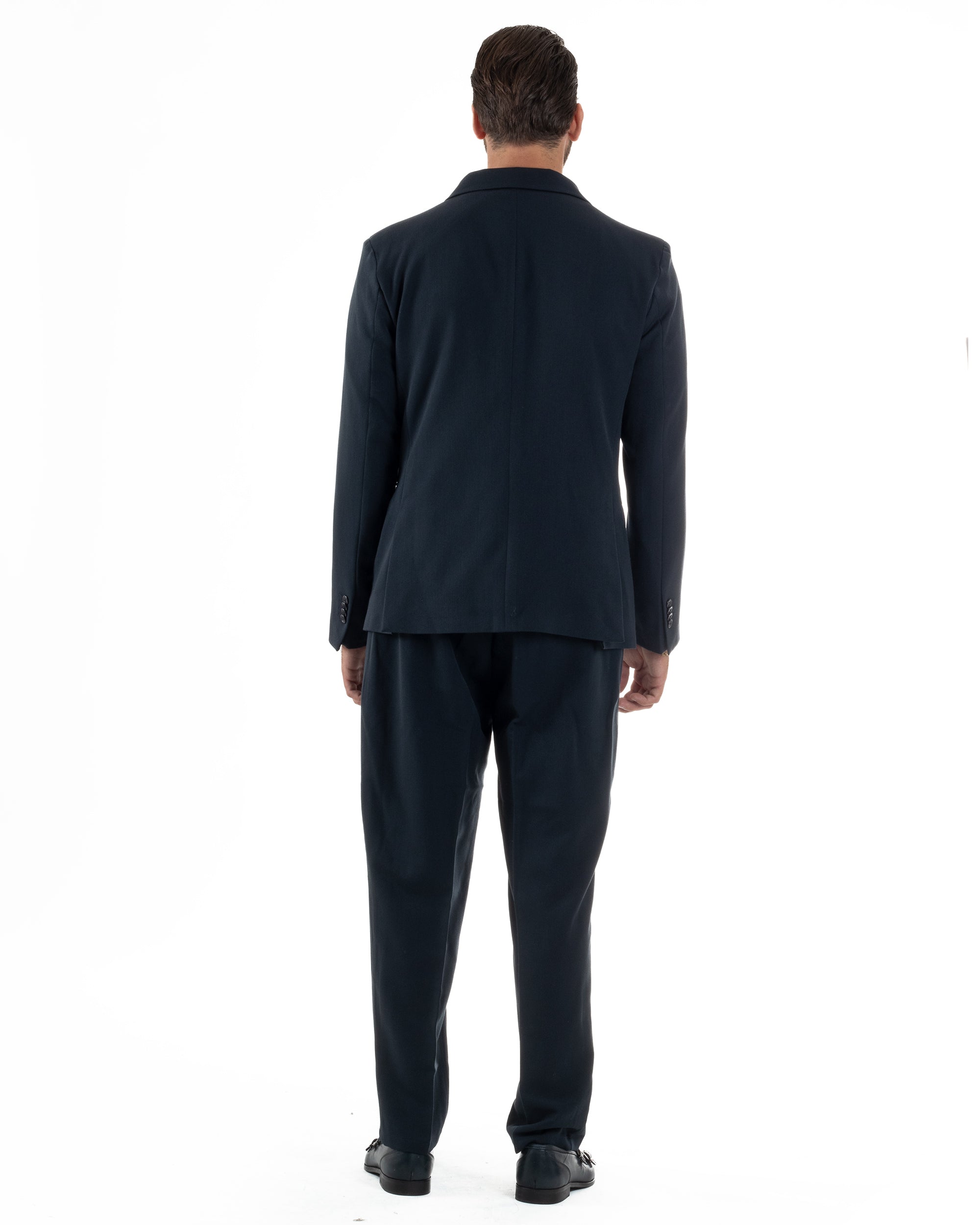 Abito Uomo Doppiopetto Viscosa Pantaloni Baggy Blu AE1192A