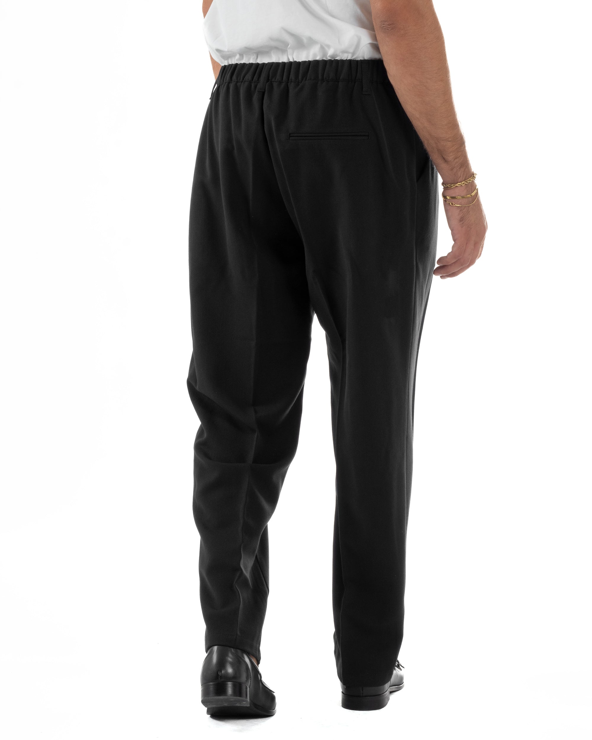 Abito Uomo Doppiopetto Viscosa Pantaloni Baggy Nero AE1194A