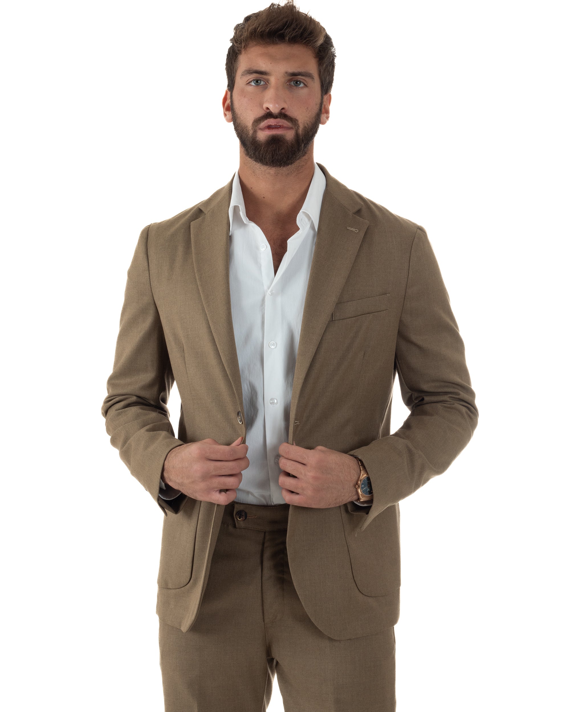 Abito Uomo Monopetto Lana Classico Sartoriale Camel AE1197A