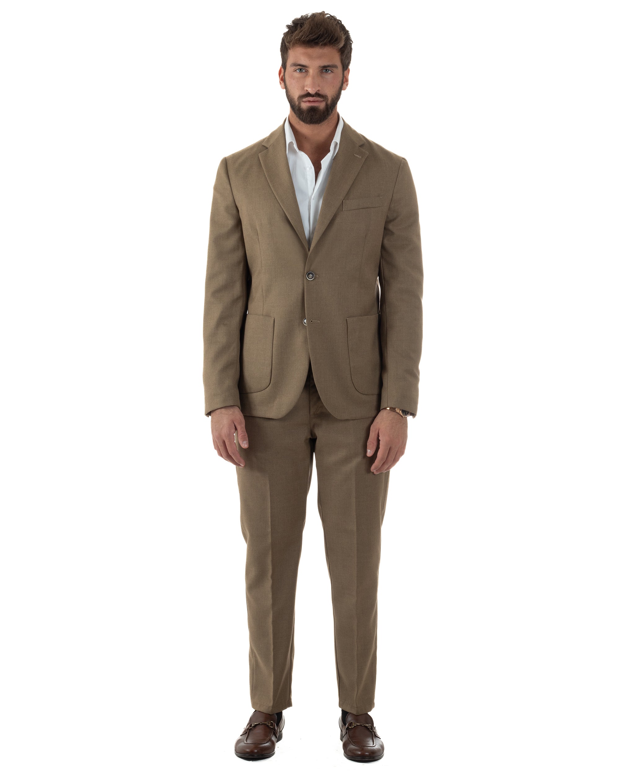 Abito Uomo Monopetto Lana Classico Sartoriale Camel AE1197A
