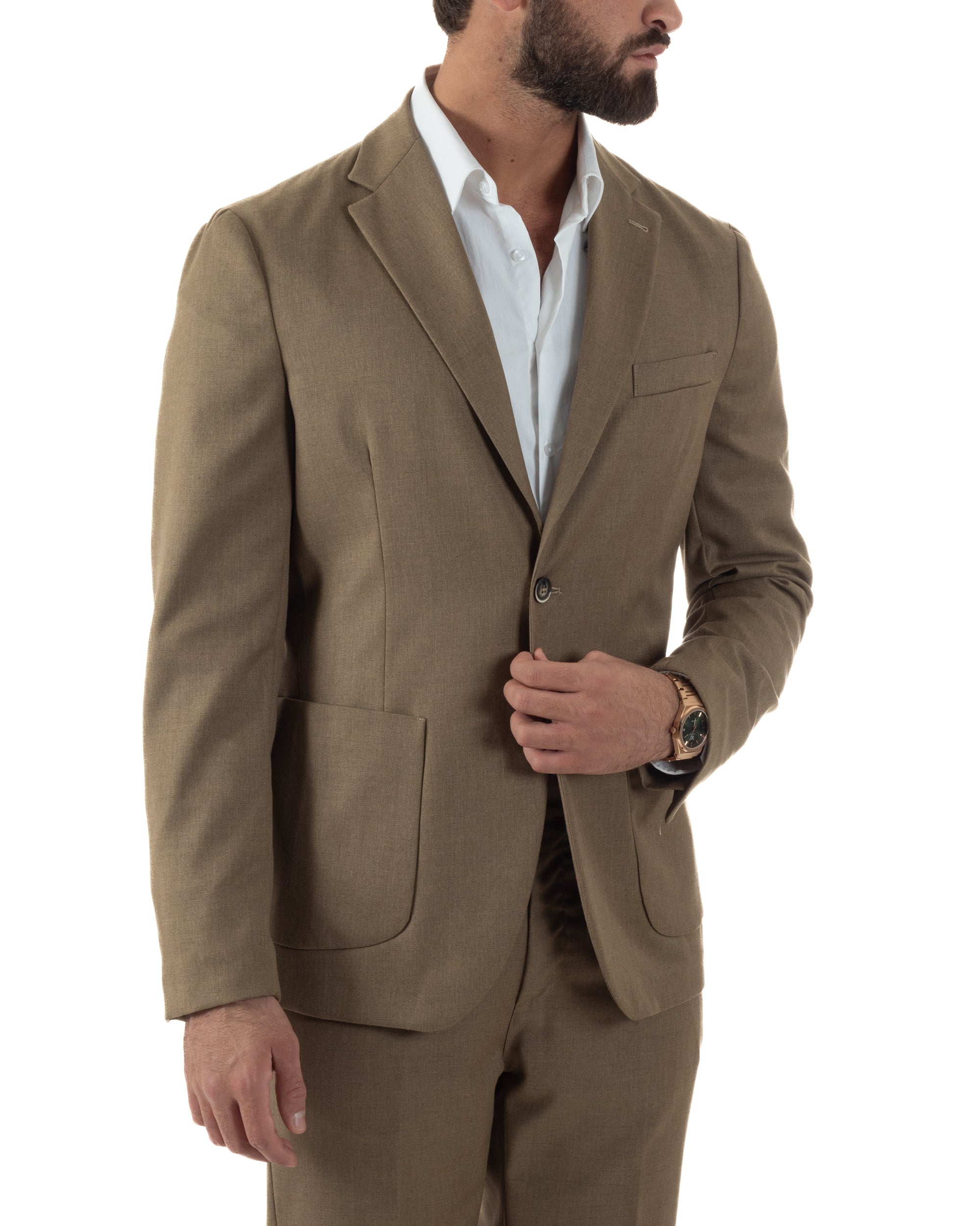 Abito Uomo Monopetto Lana Classico Sartoriale Camel AE1197A