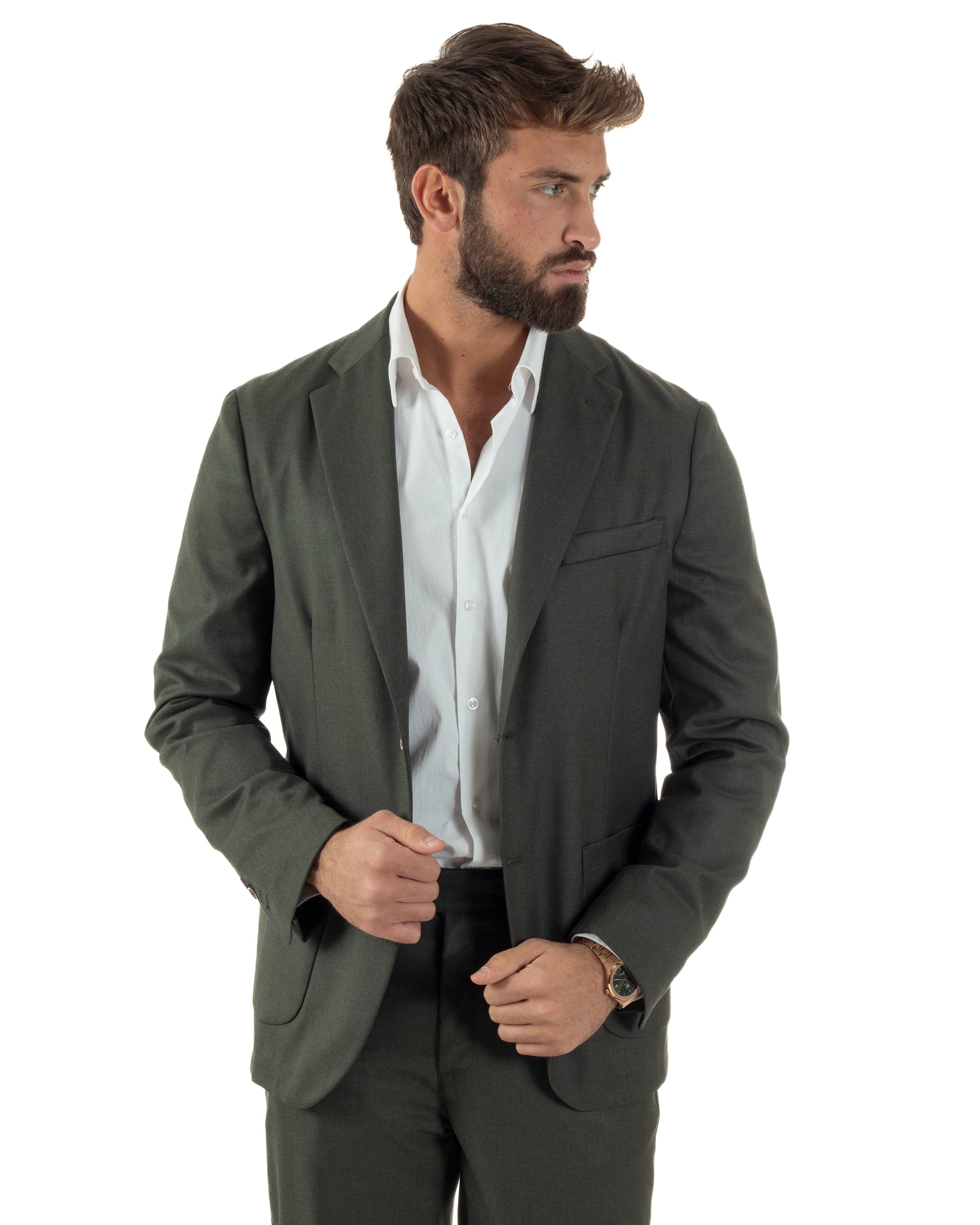 Abito Uomo Monopetto Lana Classico Sartoriale Verde AE1198A