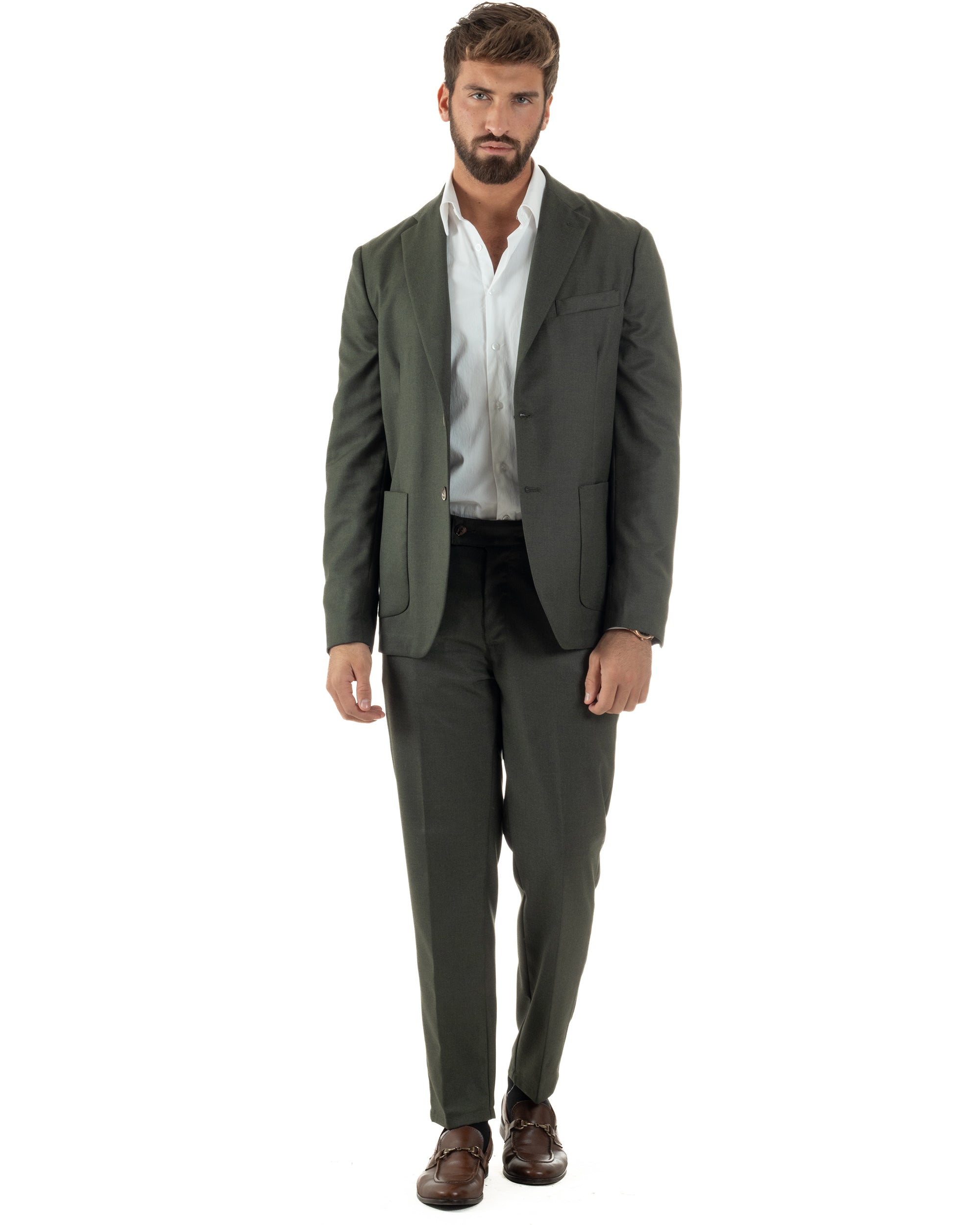 Abito Uomo Monopetto Lana Classico Sartoriale Verde AE1198A