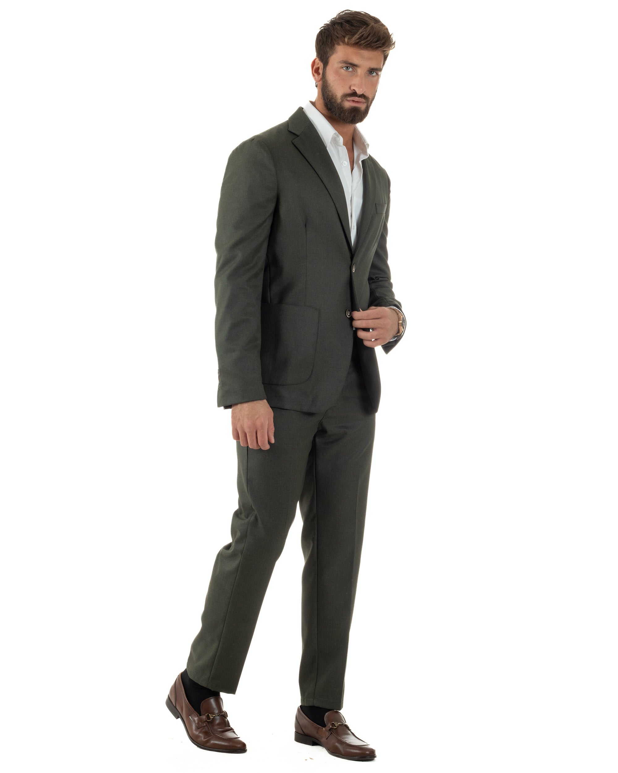 Abito Uomo Monopetto Lana Classico Sartoriale Verde AE1198A