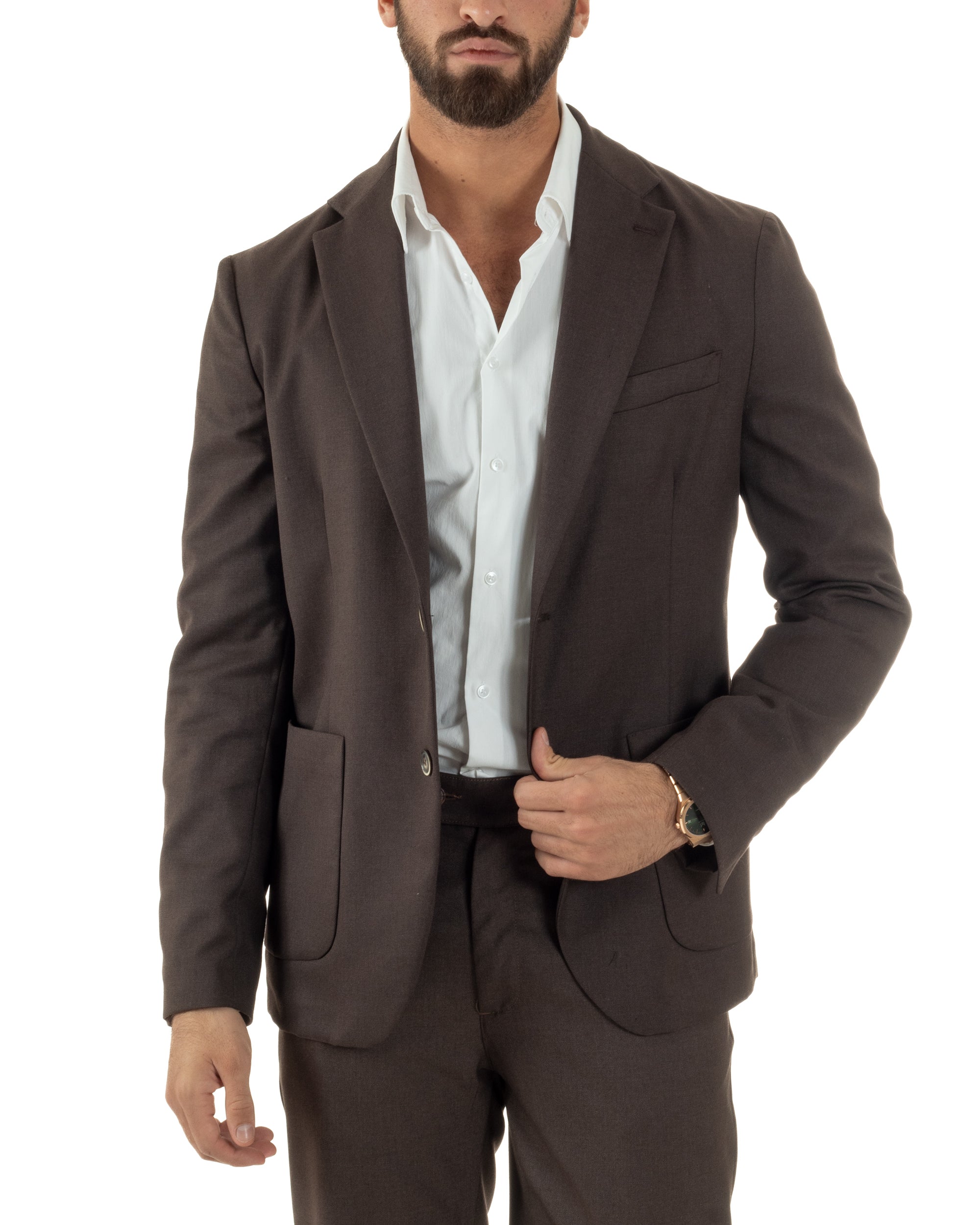 Abito Uomo Monopetto Lana Classico Sartoriale Marrone AE1199A