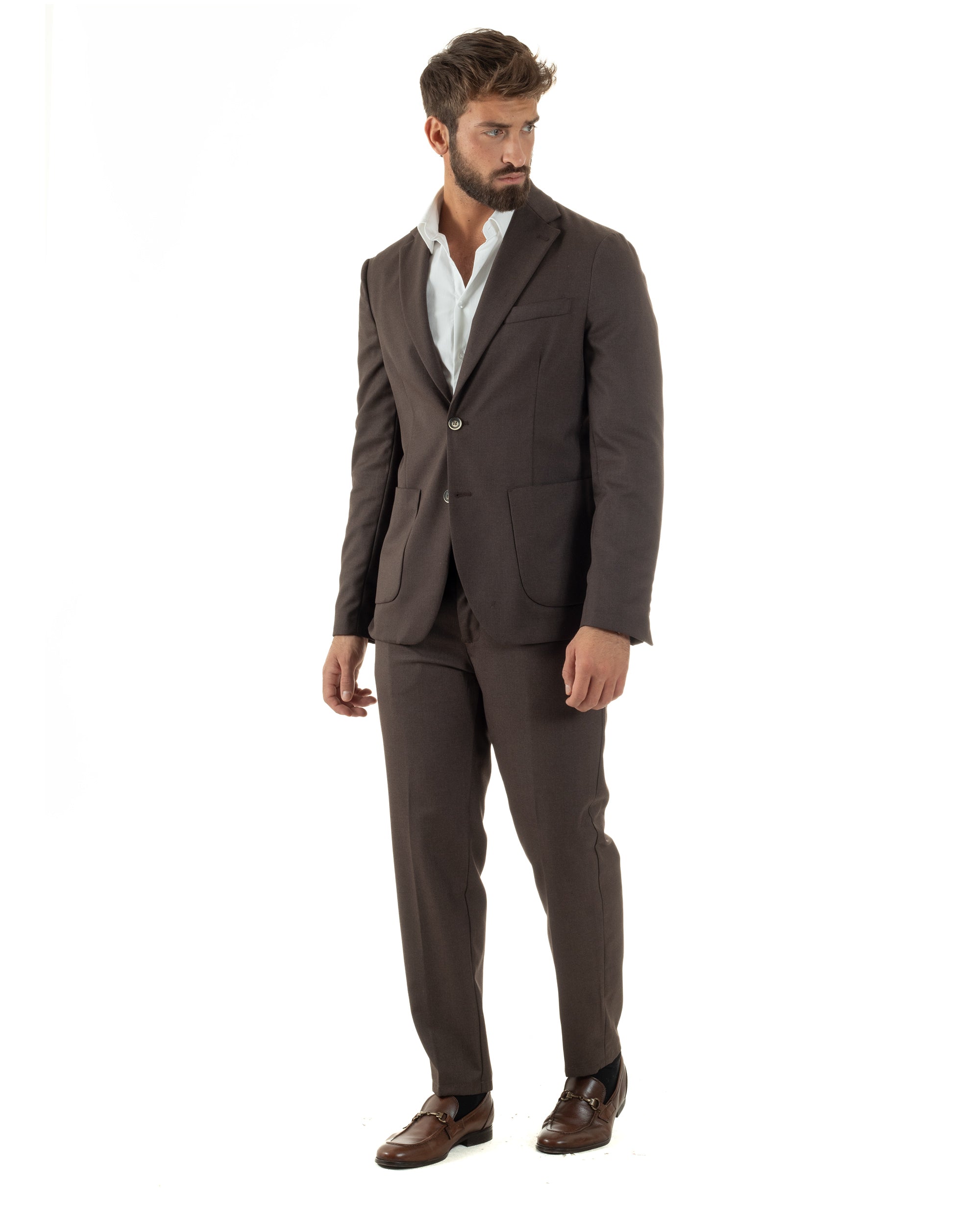 Abito Uomo Monopetto Lana Classico Sartoriale Marrone AE1199A