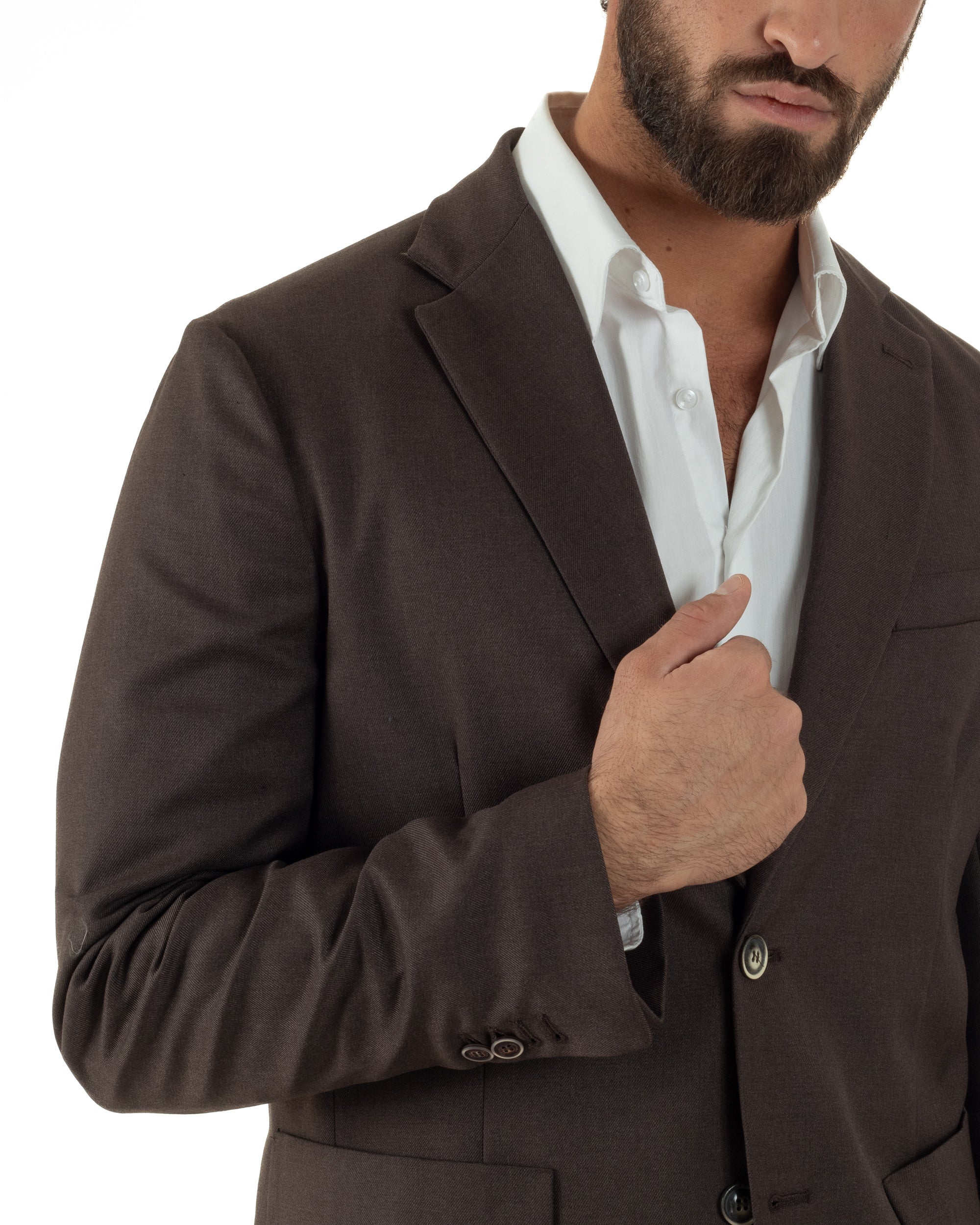 Abito Uomo Monopetto Lana Classico Sartoriale Marrone AE1199A