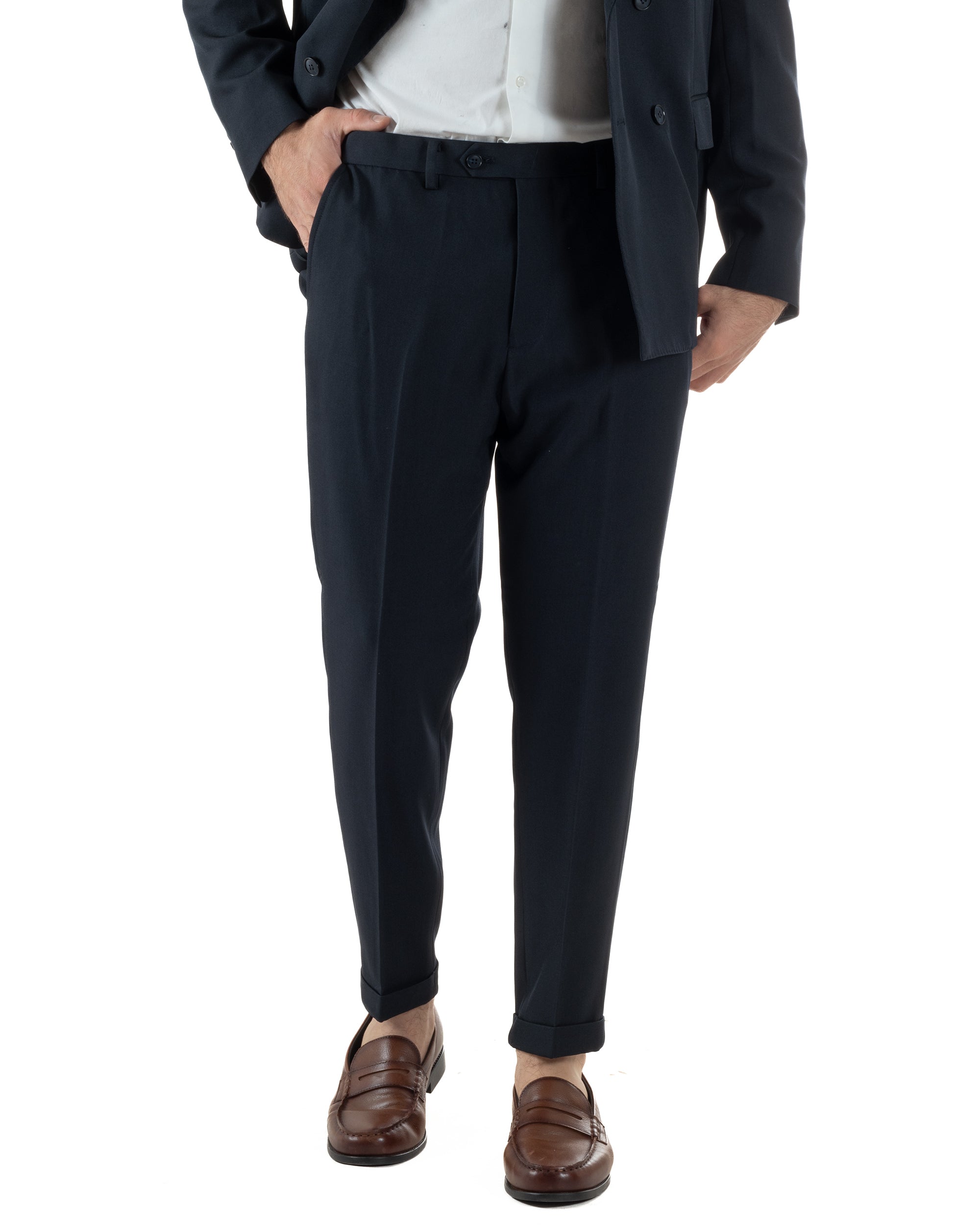 Abito Uomo Doppiopetto Tinta Unita Viscosa Classico Sartoriale Blu AE1200A