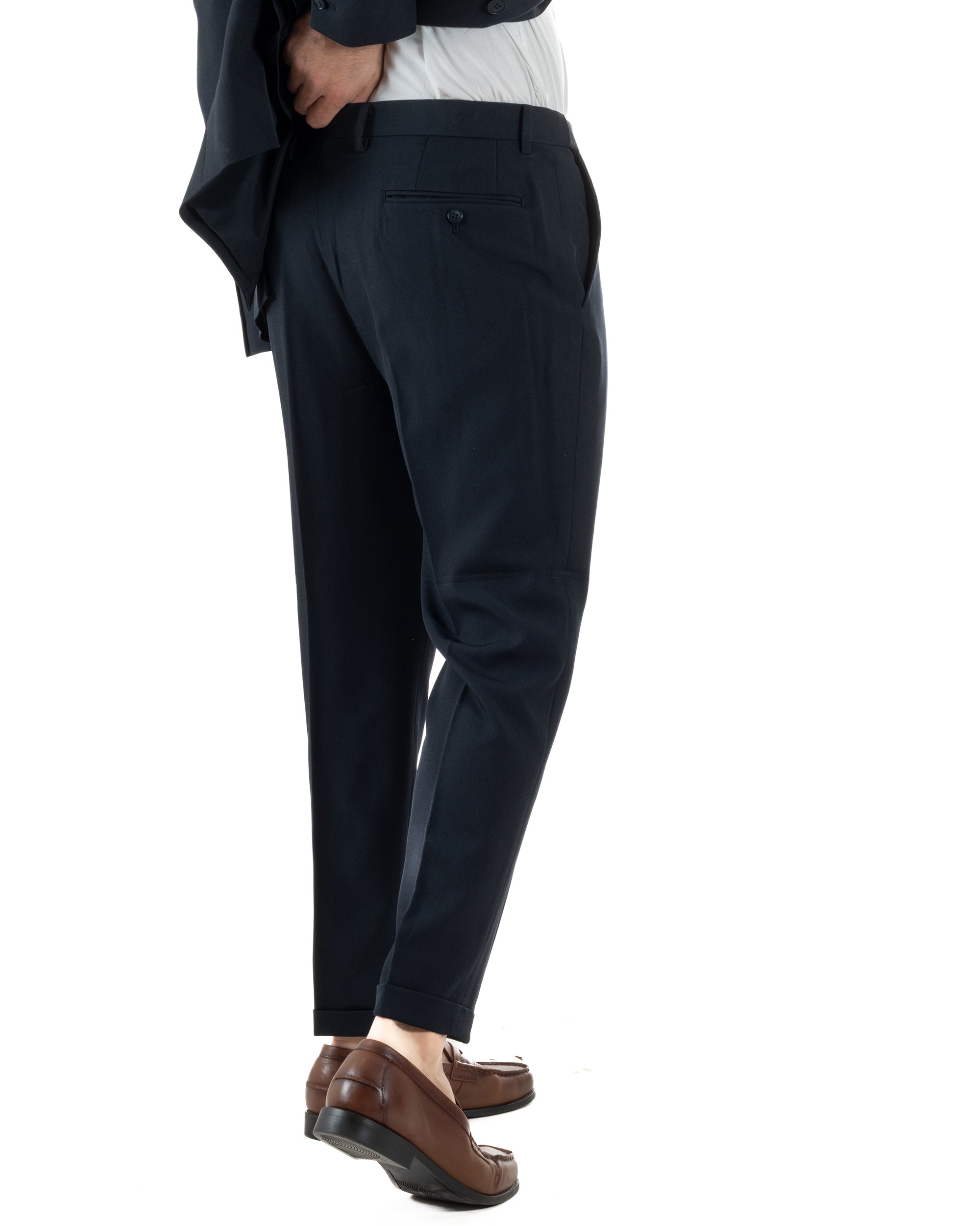 Abito Uomo Doppiopetto Tinta Unita Viscosa Classico Sartoriale Blu AE1200A