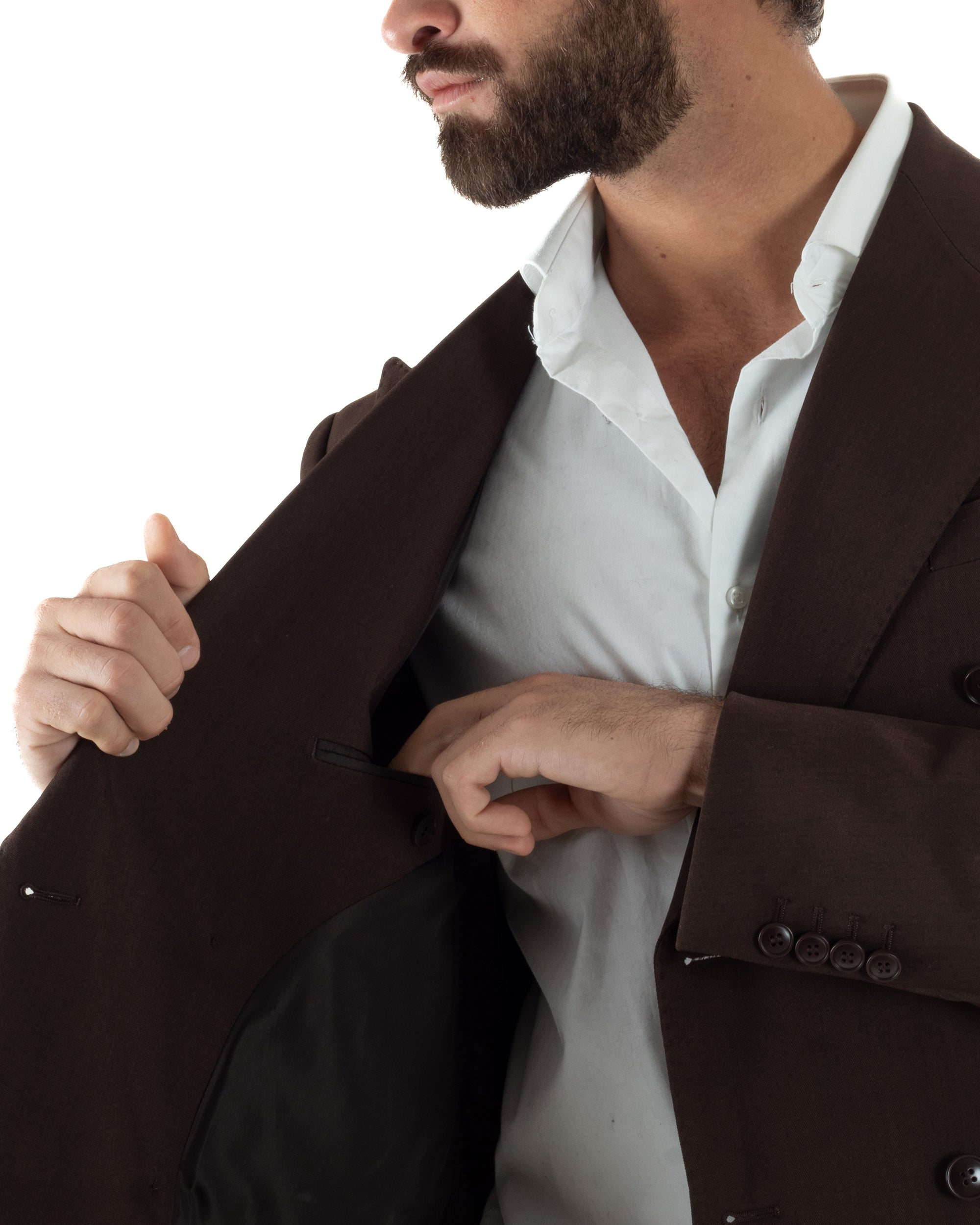 Abito Uomo Doppiopetto Viscosa Classico Sartoriale Marrone AE1201A