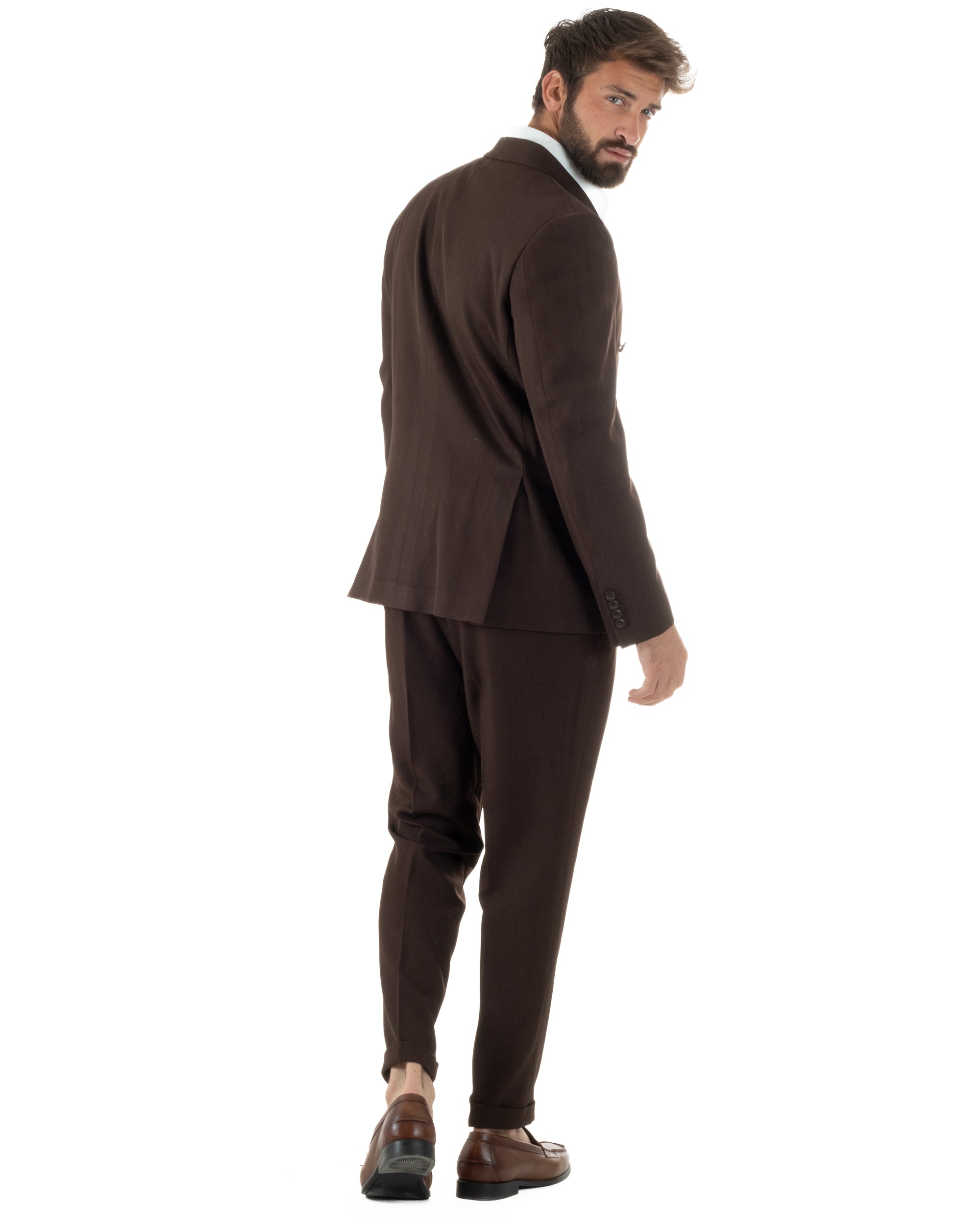Abito Uomo Doppiopetto Viscosa Classico Sartoriale Marrone AE1201A
