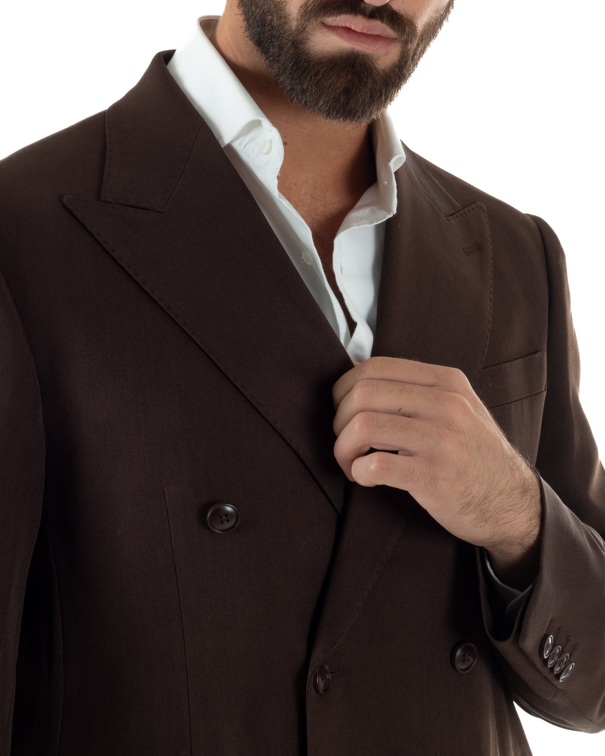 Abito Uomo Doppiopetto Viscosa Classico Sartoriale Marrone AE1201A