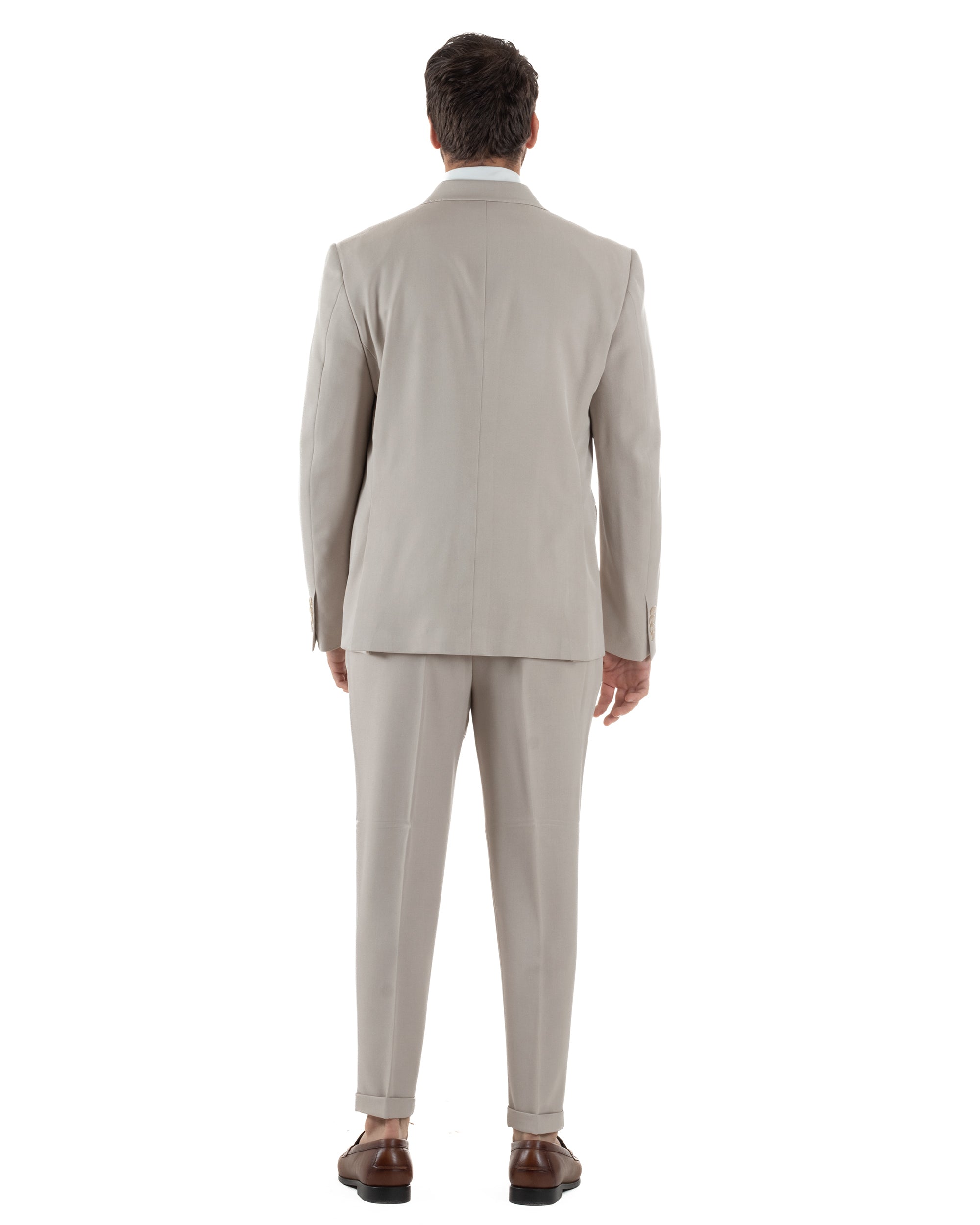 Abito Uomo Doppiopetto Tinta Unita Viscosa Classico Sartoriale Beige AE1202A