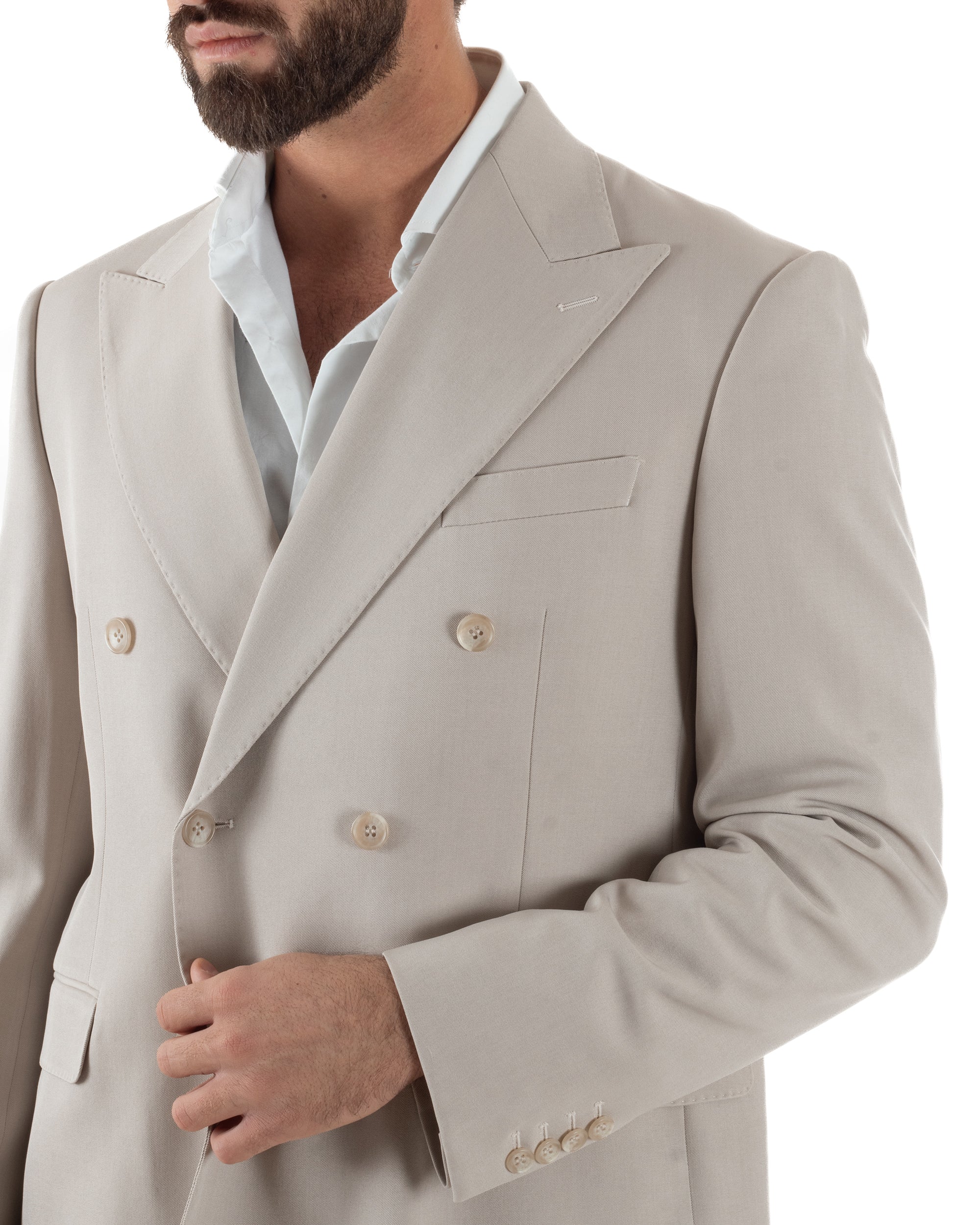 Abito Uomo Doppiopetto Tinta Unita Viscosa Classico Sartoriale Beige AE1202A