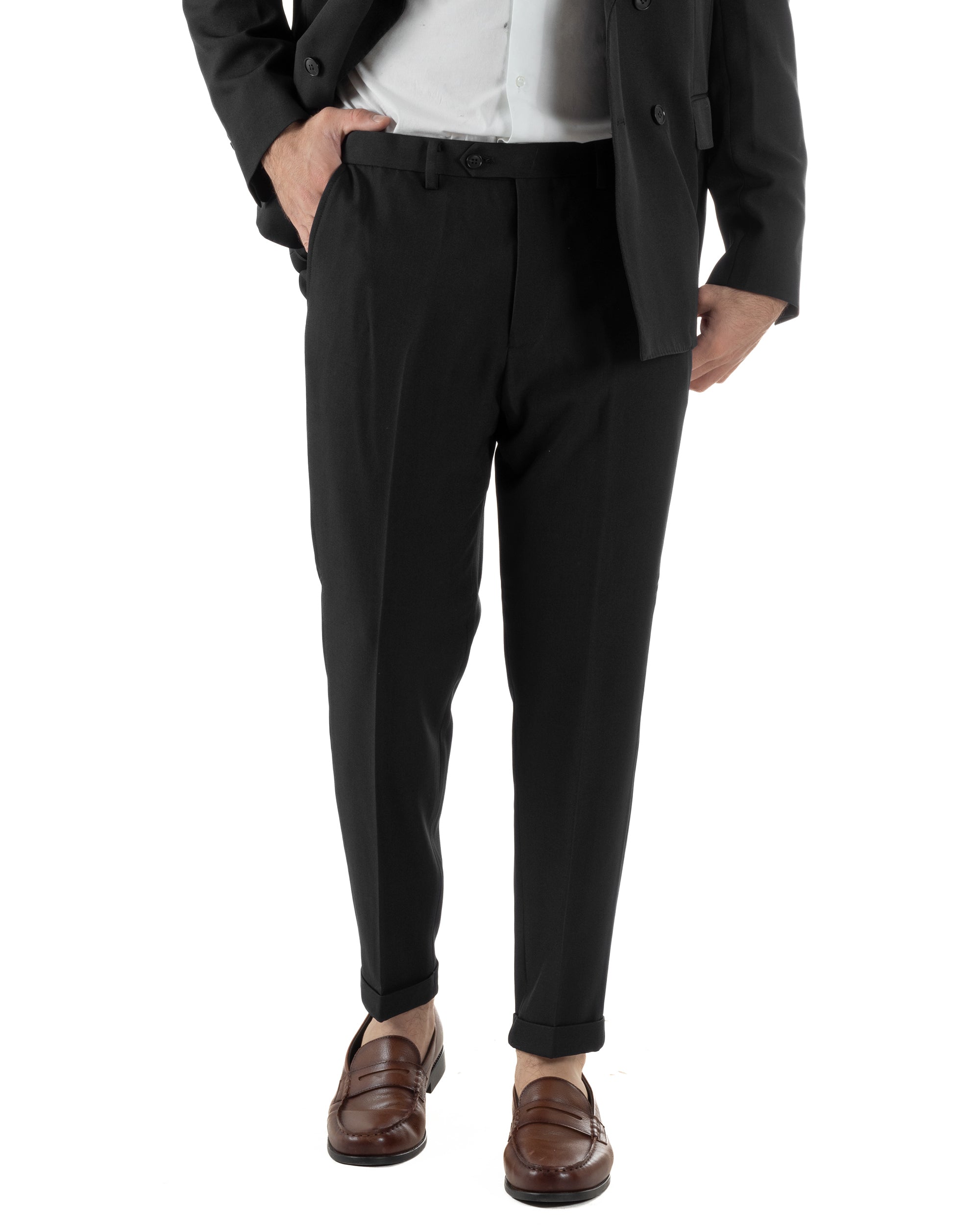 Abito Uomo Doppiopetto Tinta Unita Viscosa Classico Sartoriale Nero AE1203A