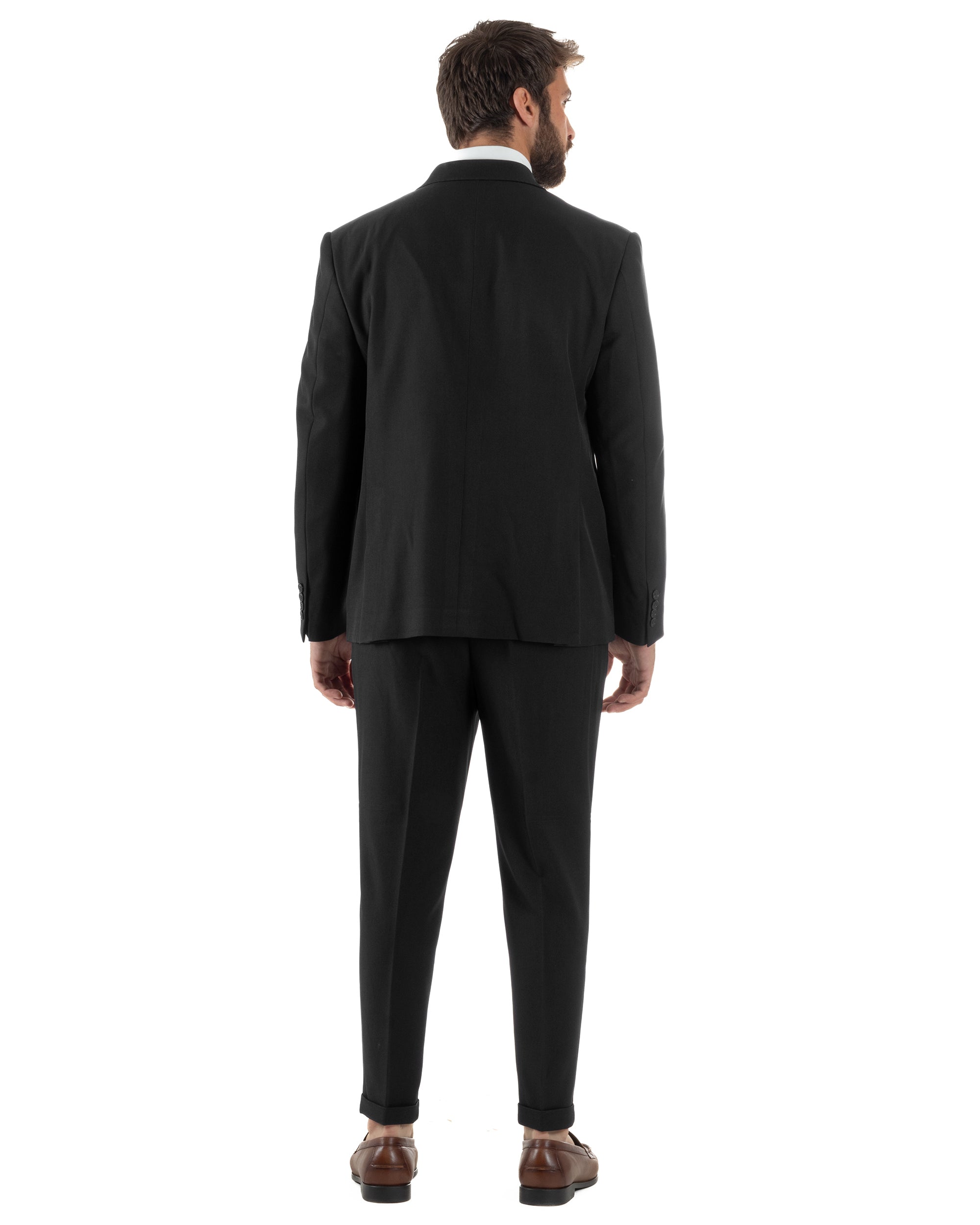 Abito Uomo Doppiopetto Tinta Unita Viscosa Classico Sartoriale Nero AE1203A