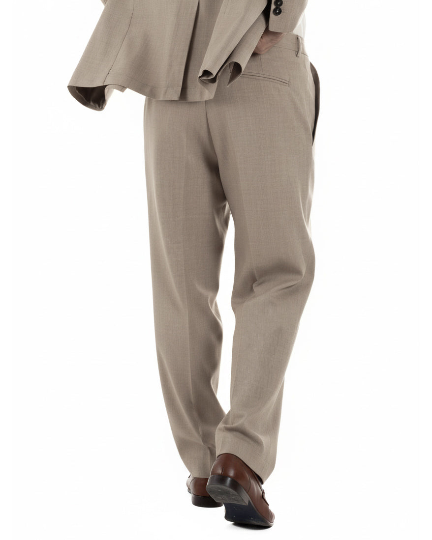 Zweireihiger Herrenanzug mit zwei Knöpfen, Oversize-Viskoseanzug und beiger Baggy-Hose GIOSAL-AE1216A