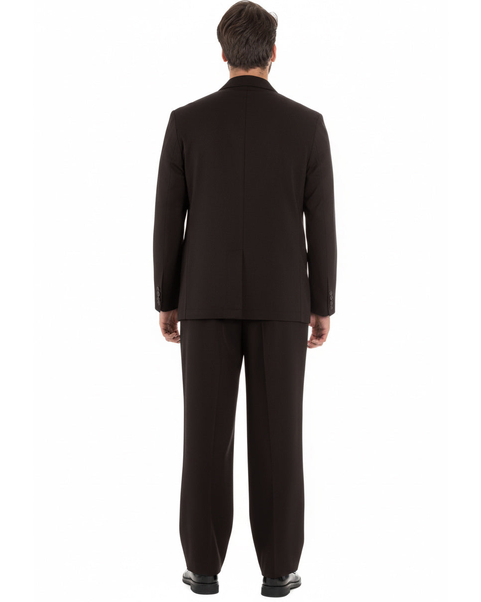 Traje de hombre cruzado de 2 botones, vestido de viscosa oversize, pantalones baggy marrones GIOSAL-AE1217A
