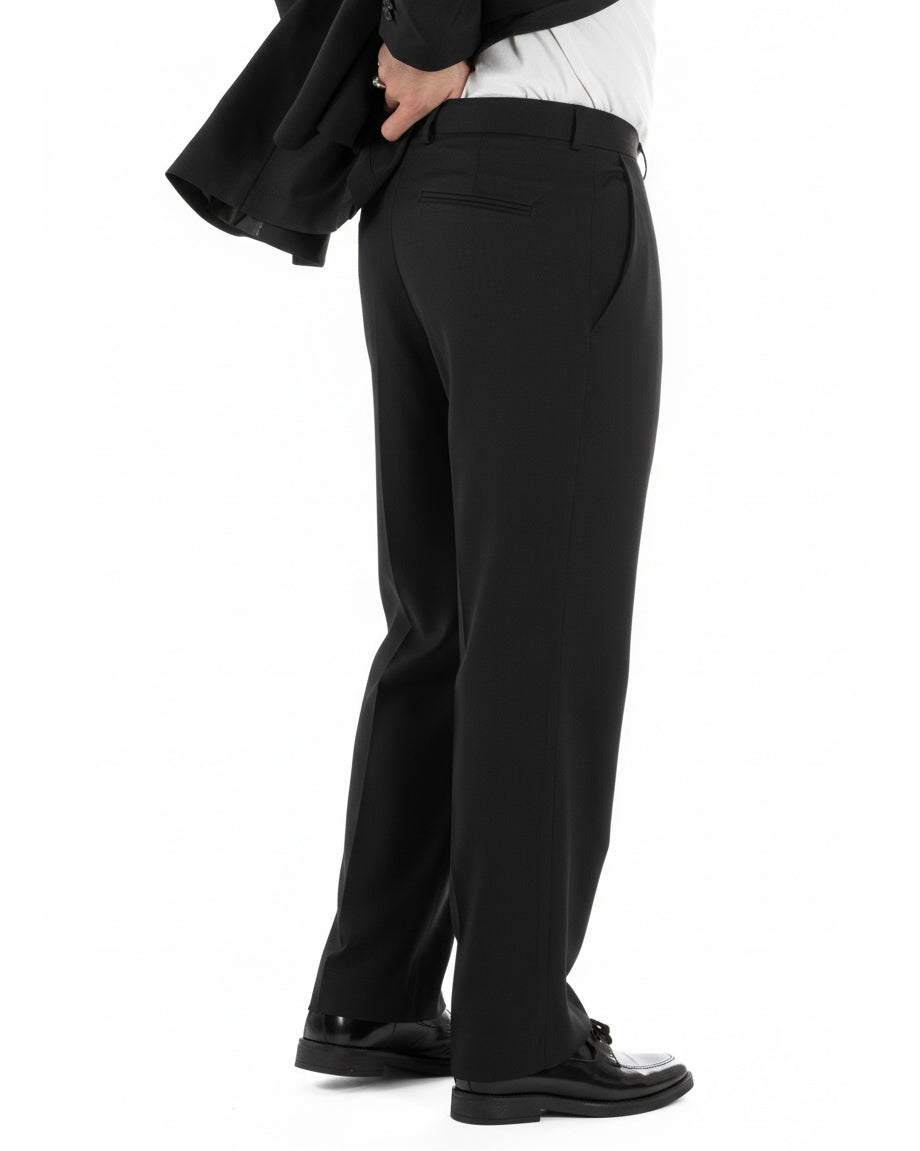 Abito uomo doppiopetto 2 bottoni vestito viscosa over pantaloni baggy nero GIOSAL-AE1218A