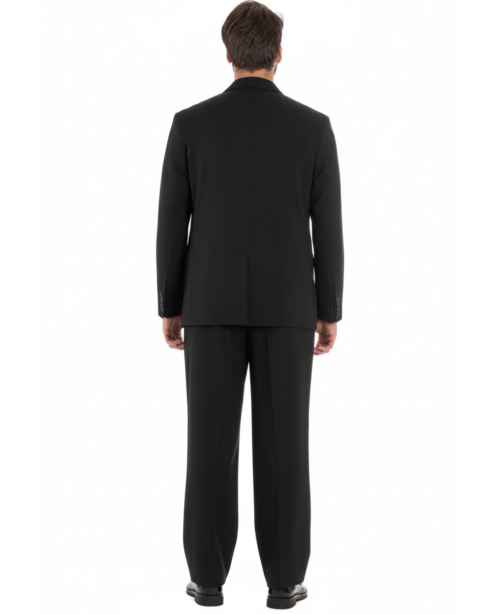 Abito uomo doppiopetto 2 bottoni vestito viscosa over pantaloni baggy nero GIOSAL-AE1218A