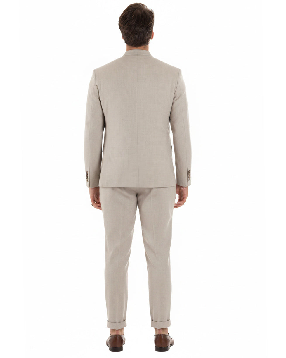 Vista posteriore giacca panna collo coreano monopetto