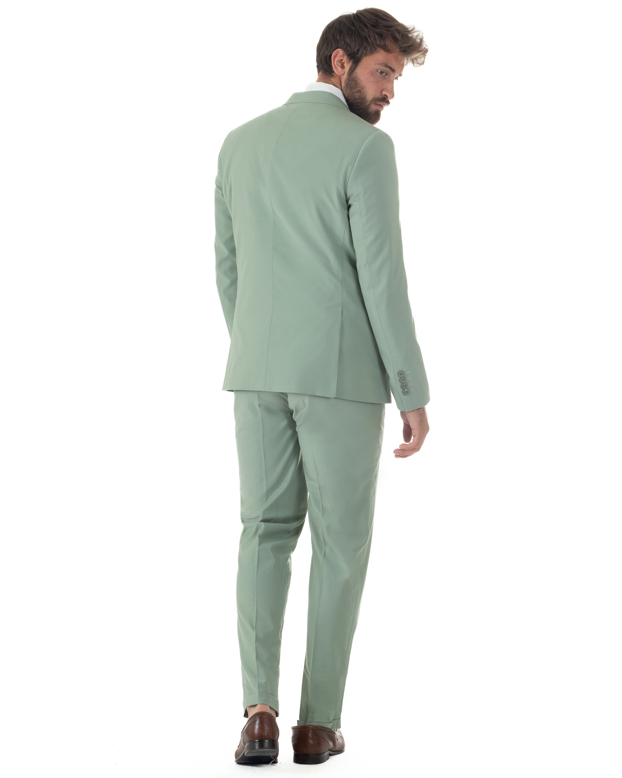 Abito uomo monopetto vestito viscosa completo giacca pantaloni verde salvia GIOSAL-AE1231A