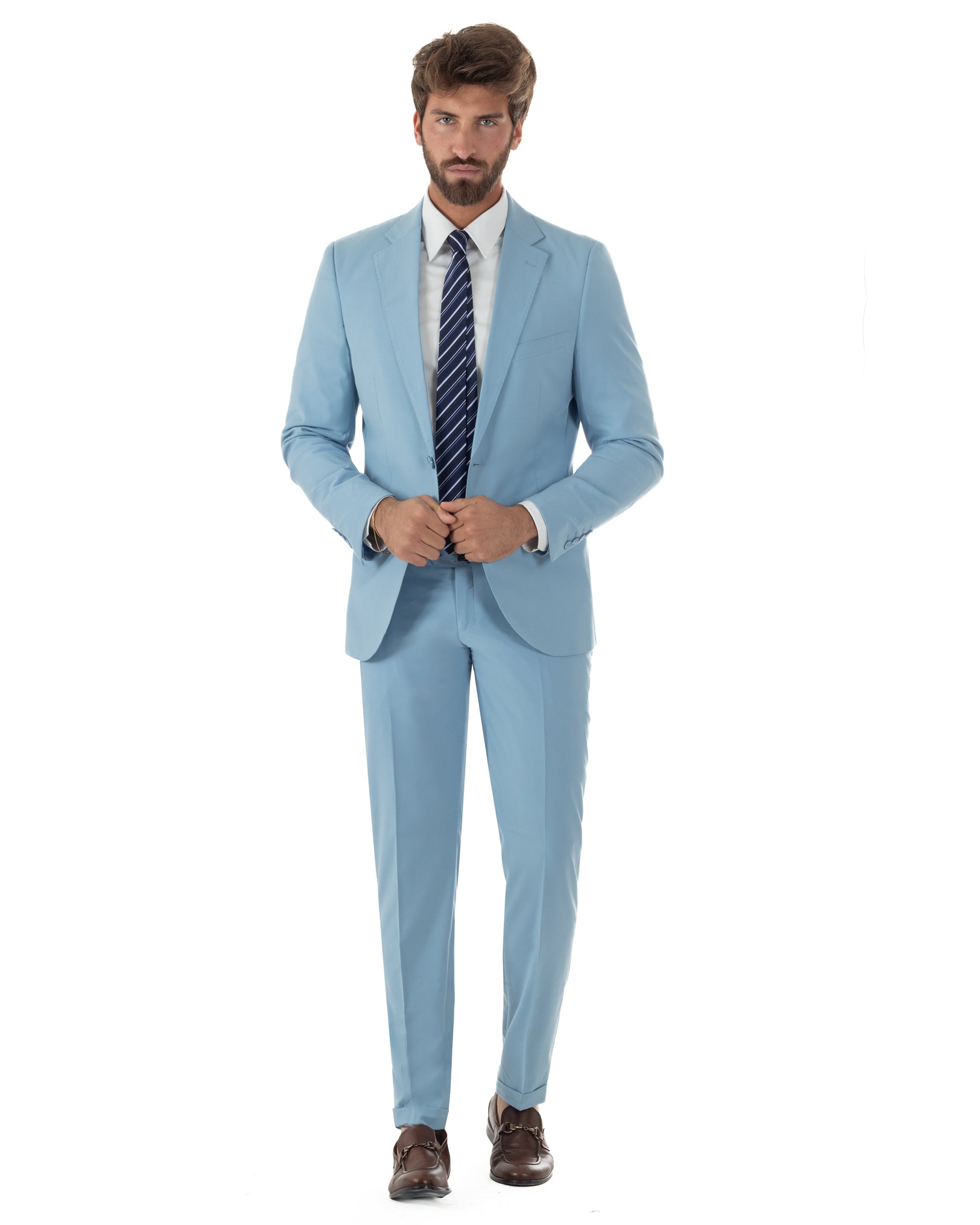 Abito uomo monopetto vestito viscosa completo giacca pantaloni polvere GIOSAL-AE1232A