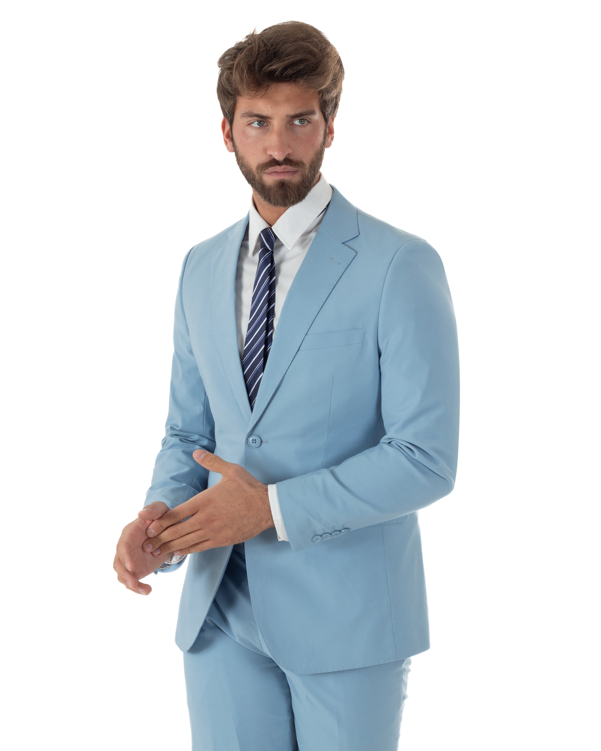 Abito uomo monopetto vestito viscosa completo giacca pantaloni polvere GIOSAL-AE1232A