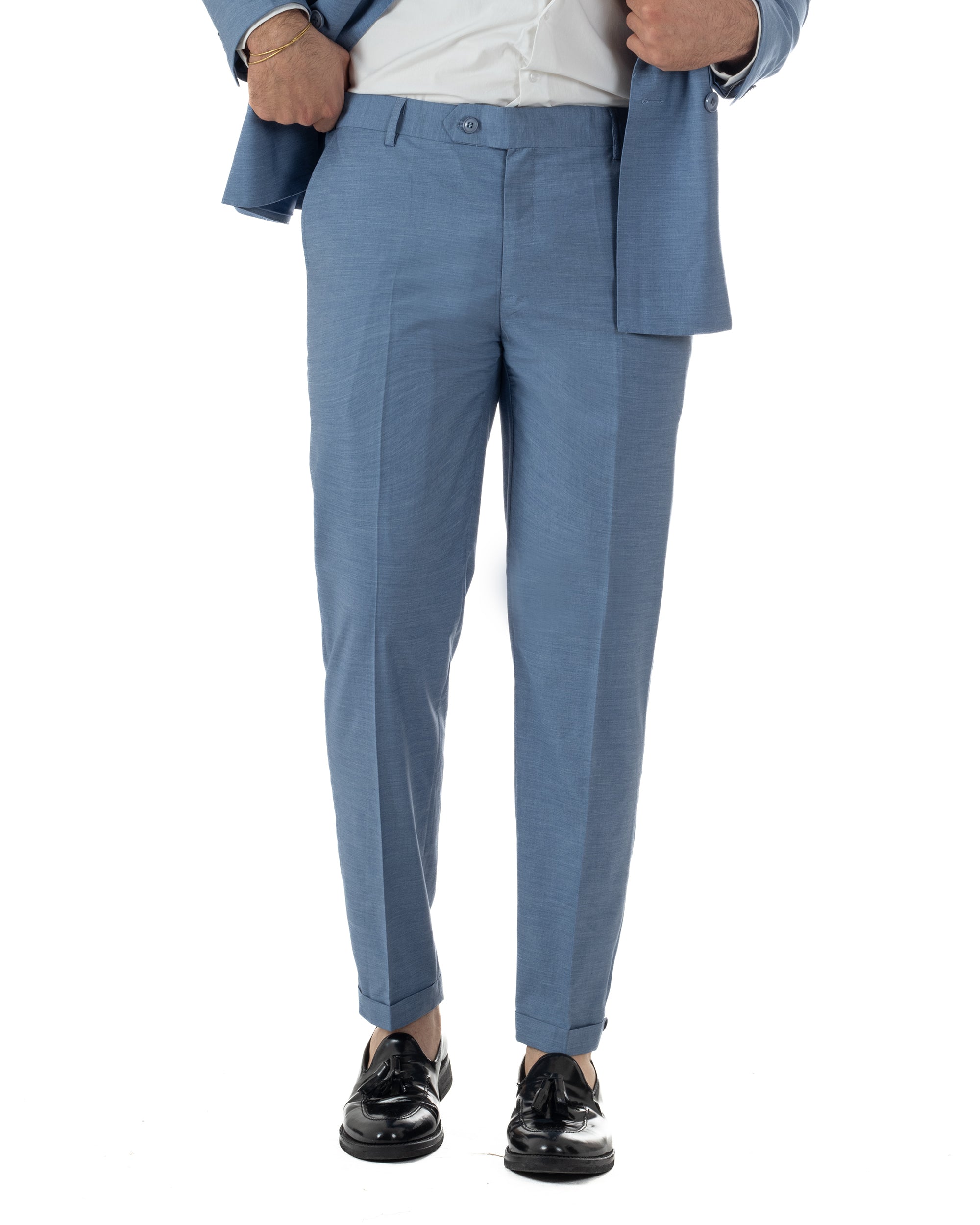 Abito uomo doppiopetto completo viscosa giacca pantaloni elegante denim GIOSAL-AE1234A