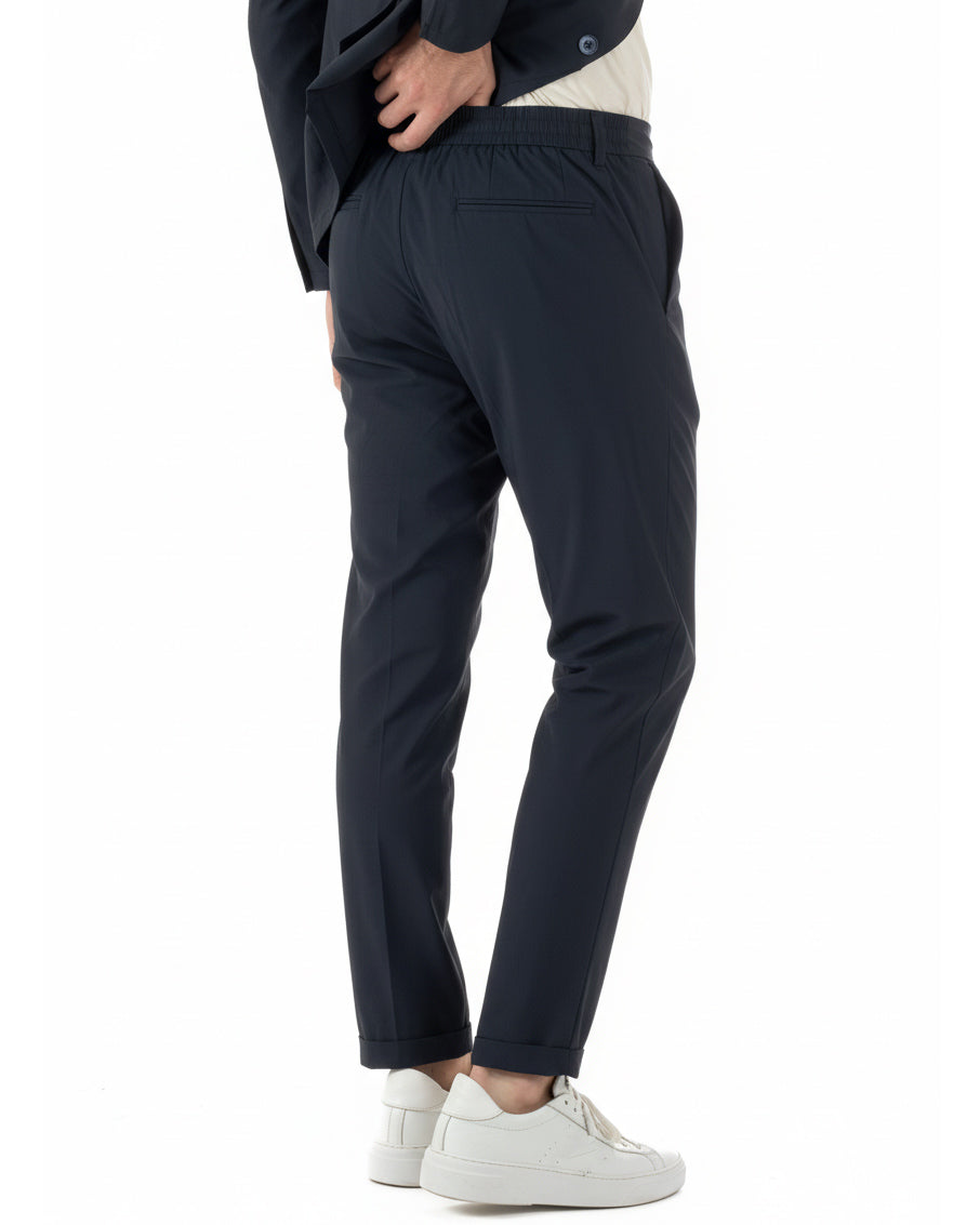 Abito uomo monopetto no stiro completo impermeabile giacca pantaloni blu GIOSAL-AE1237A