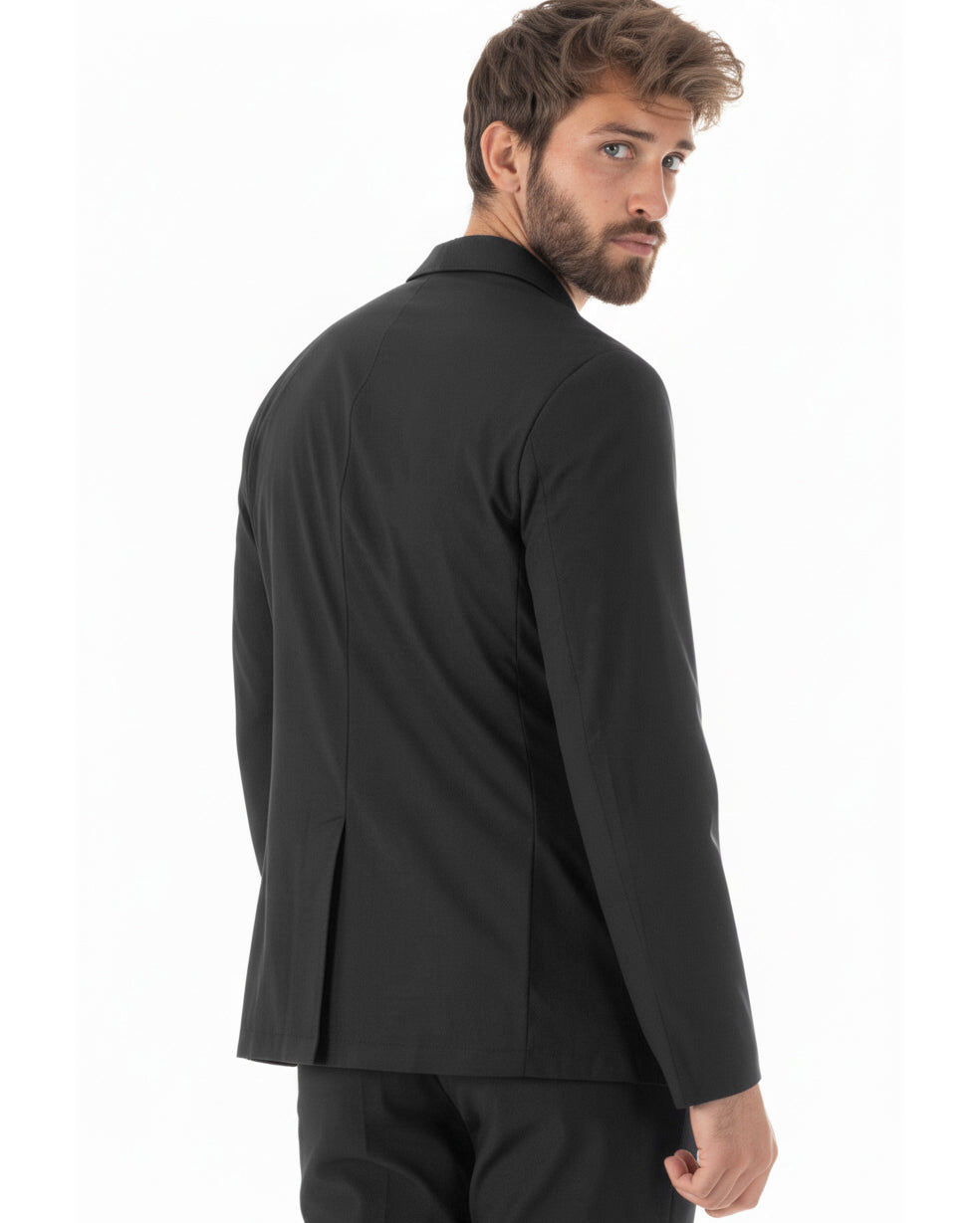 Abito uomo monopetto no stiro completo impermeabile giacca pantaloni nero GIOSAL-AE1238A