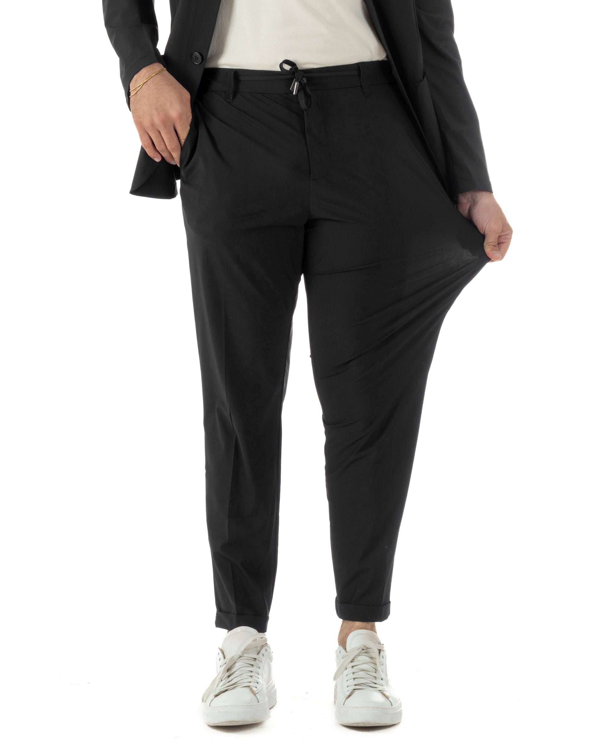 Abito uomo monopetto no stiro completo impermeabile giacca pantaloni nero GIOSAL-AE1238A
