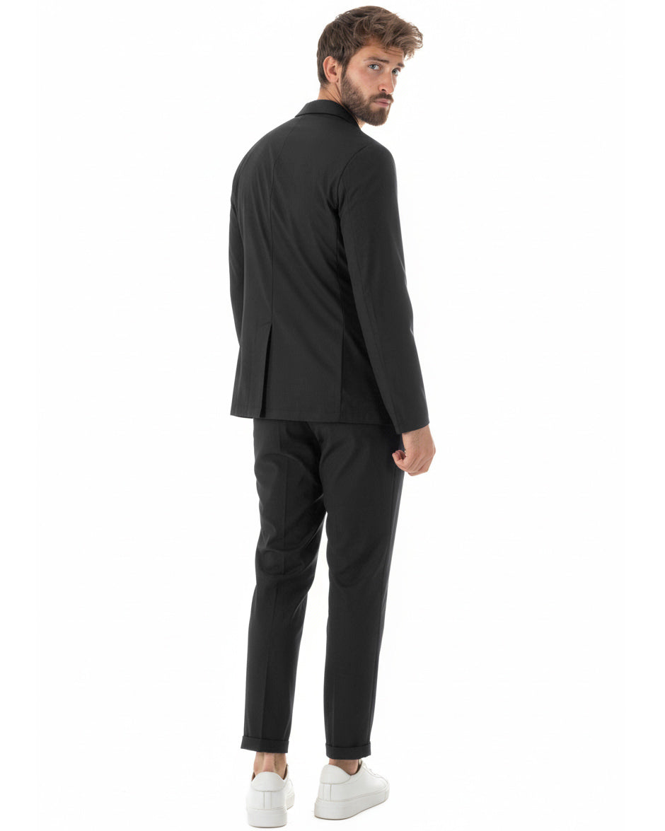 Abito uomo monopetto no stiro completo impermeabile giacca pantaloni nero GIOSAL-AE1238A