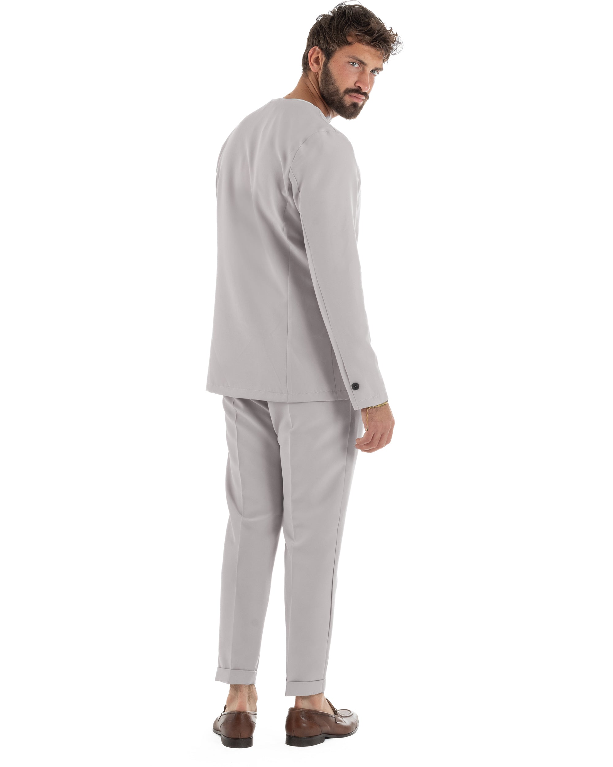 Abito uomo monopetto vestito viscosa completo giacca pantaloni grigio GIOSAL-AE1244A