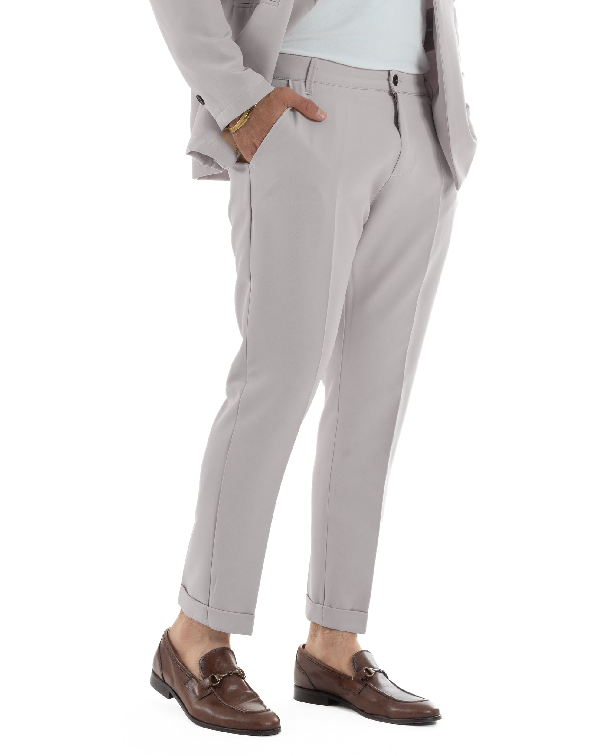 Abito uomo monopetto vestito viscosa completo giacca pantaloni grigio GIOSAL-AE1244A