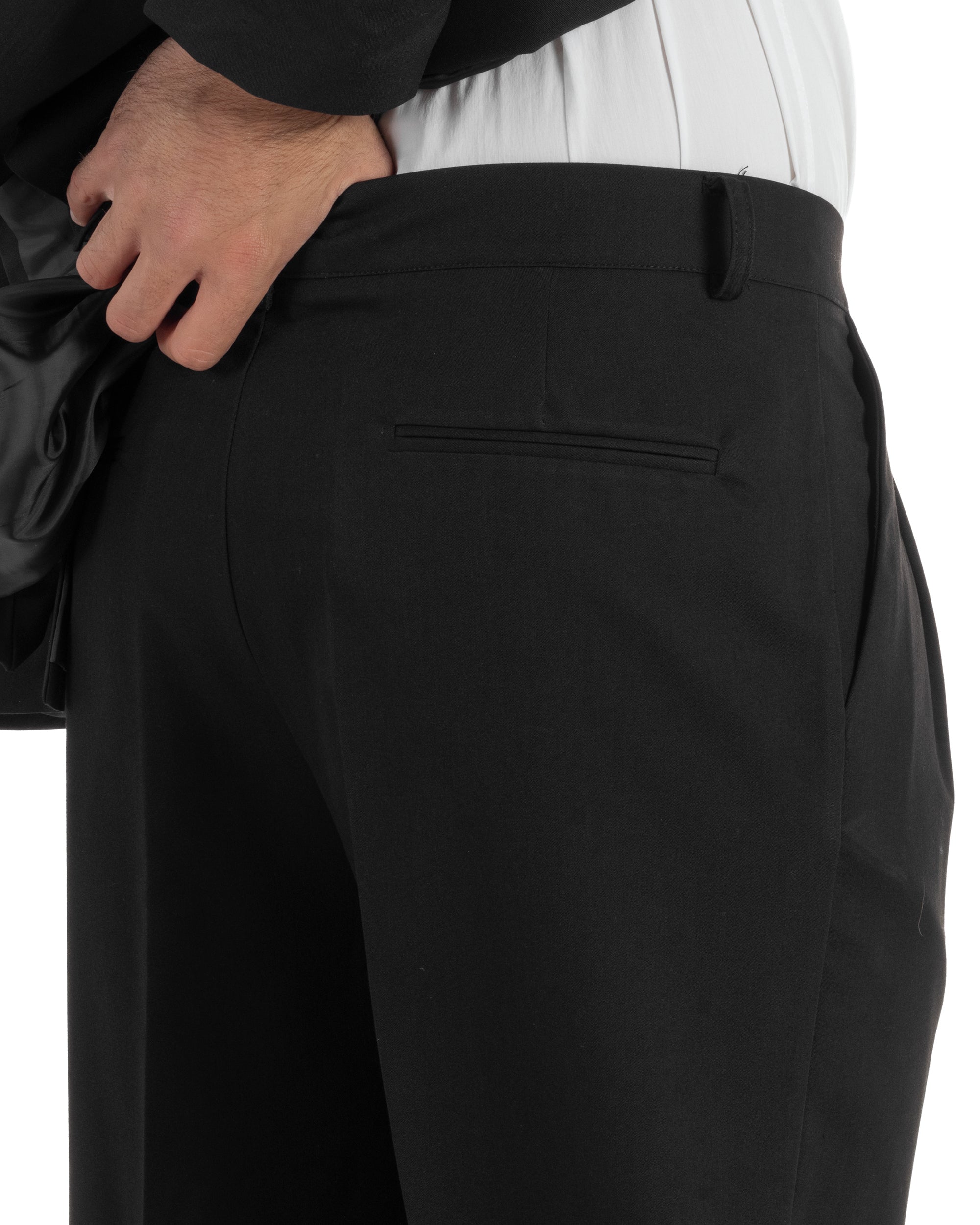 Abito uomo doppiopetto completo giacca pantaloni baggy pinces nero GIOSAL-AE1251A
