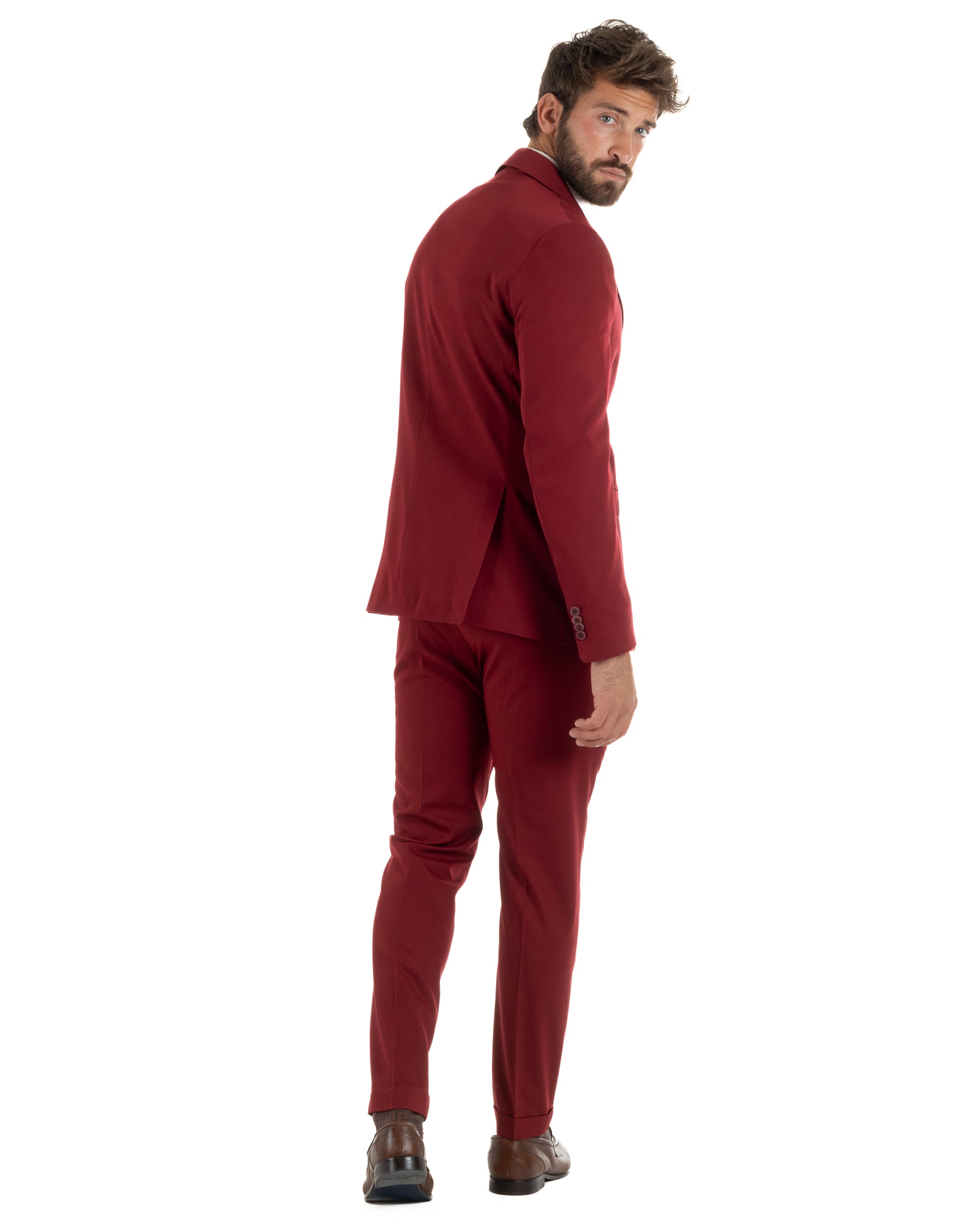 Abito uomo monopetto completo giacca pantaloni slim fit bordeaux GIOSAL-AE1252A