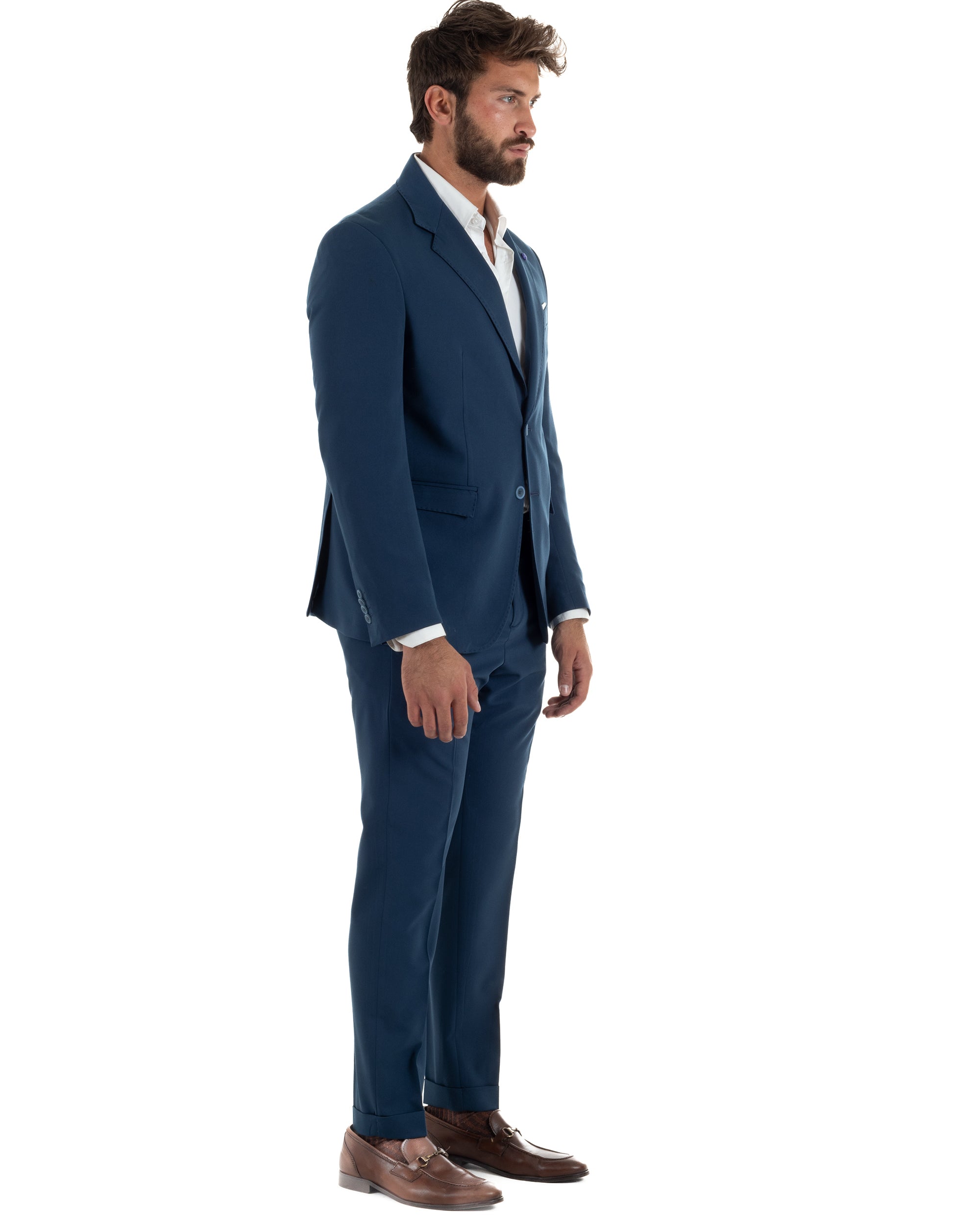 Abito uomo monopetto completo giacca pantaloni slim fit blu GIOSAL-AE1253A