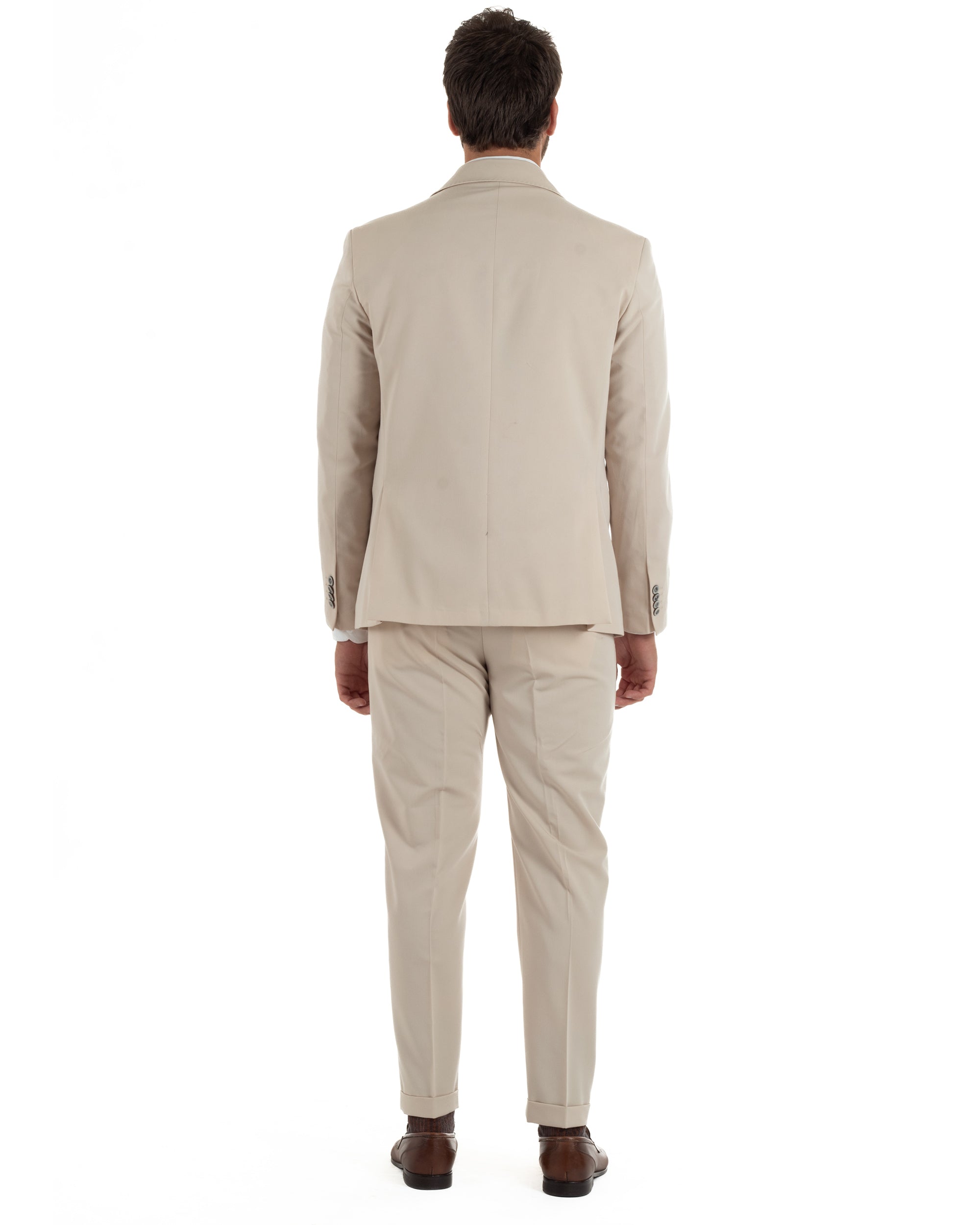 Abito uomo monopetto completo giacca pantaloni slim fit beige GIOSAL-AE1256A