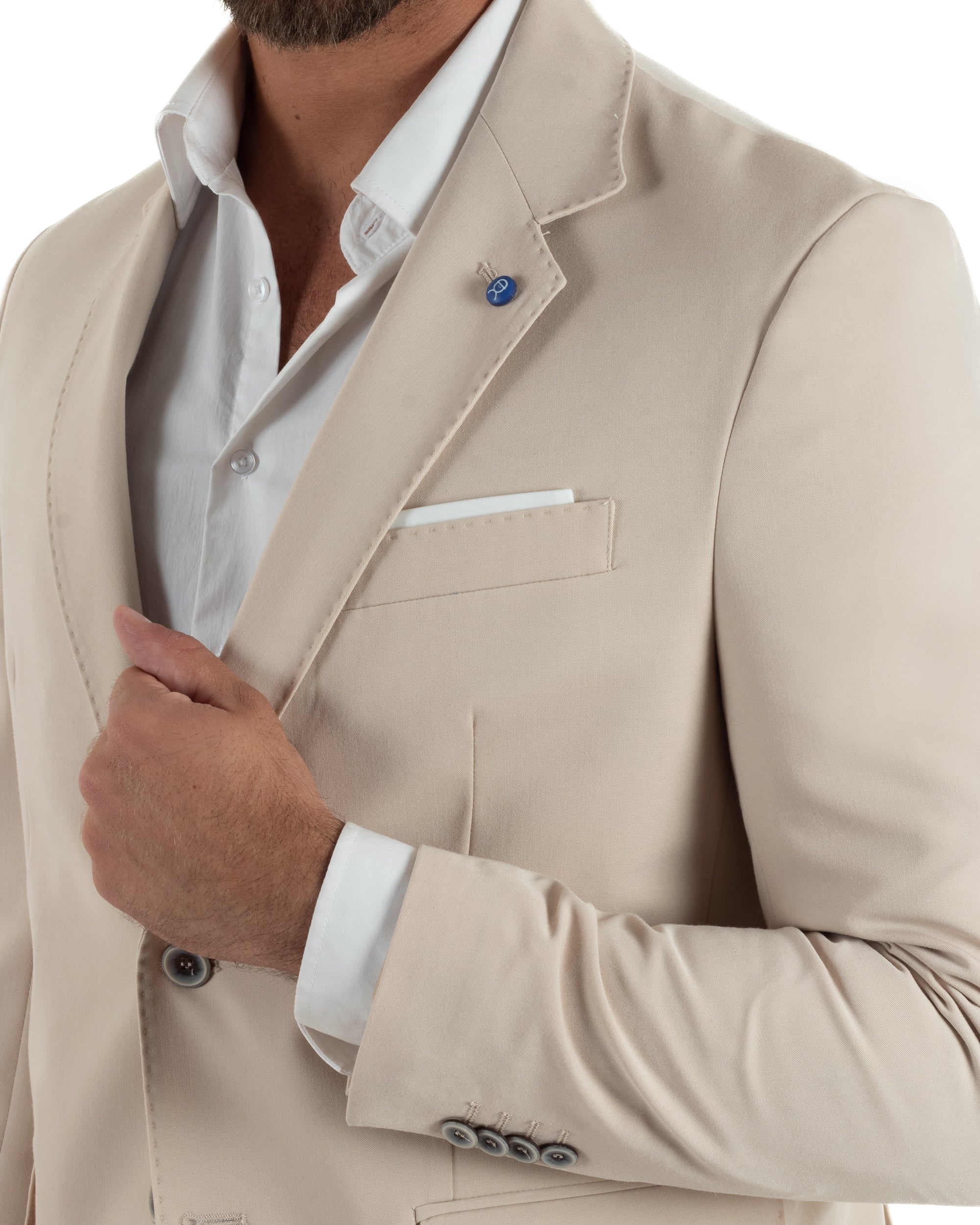 Abito uomo monopetto completo giacca pantaloni slim fit beige GIOSAL-AE1256A