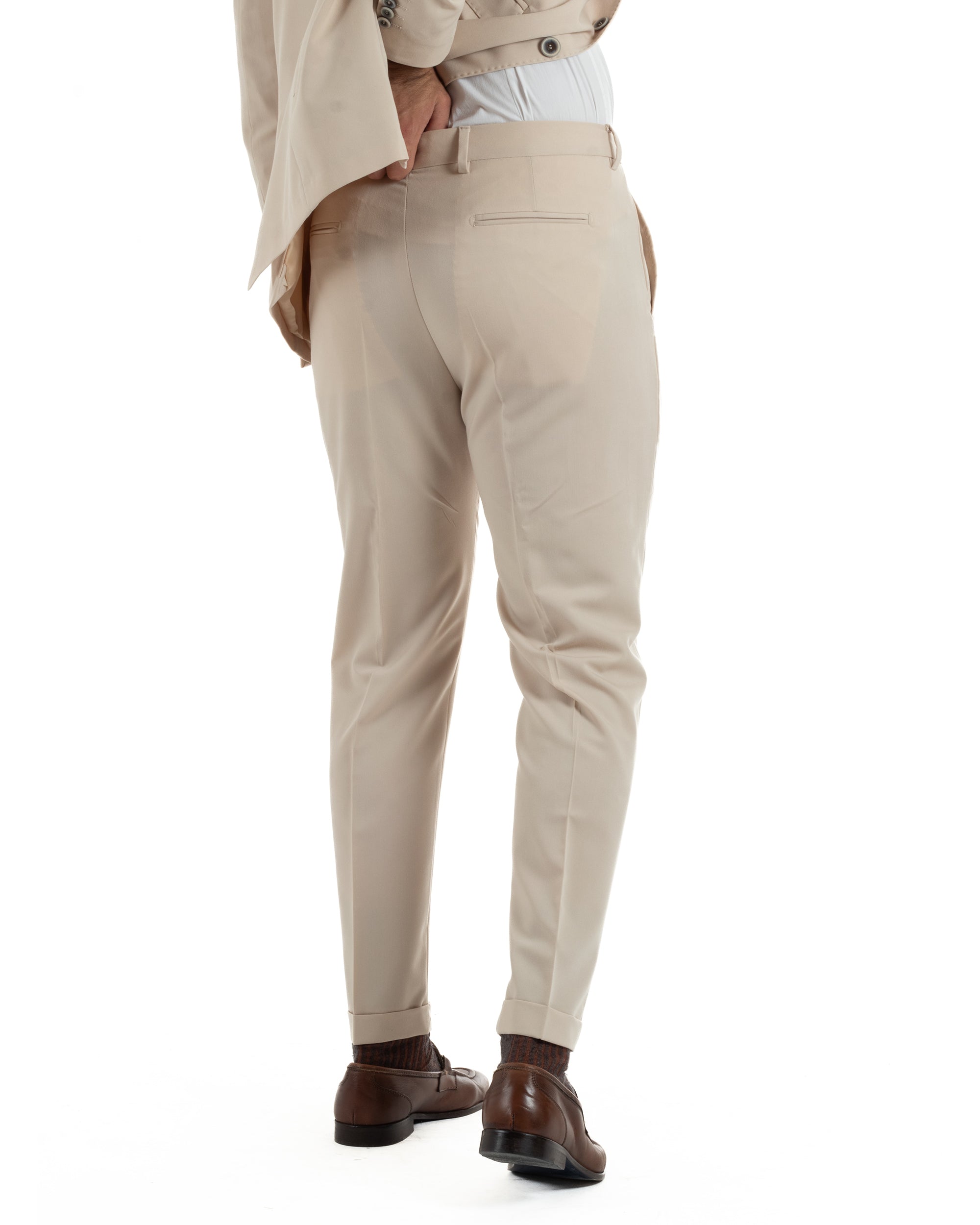 Abito uomo monopetto completo giacca pantaloni slim fit beige GIOSAL-AE1256A