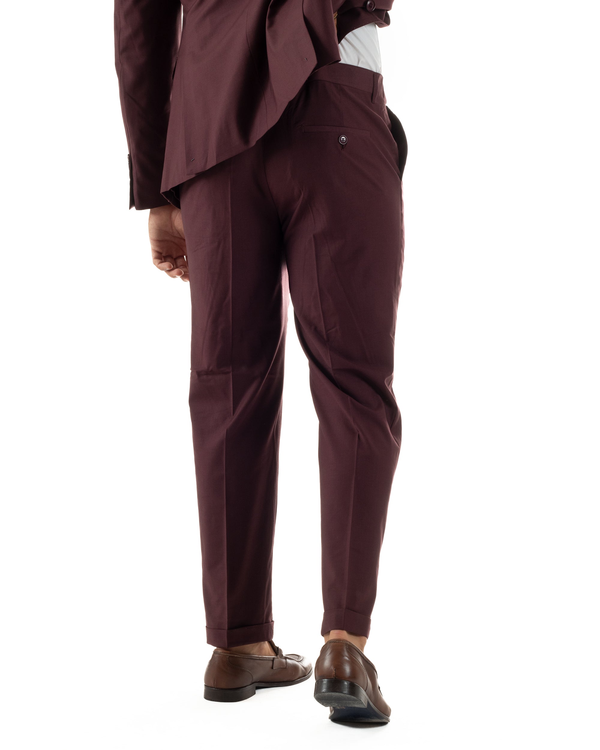 Abito uomo doppiopetto completo viscosa giacca pantaloni elegante bordeaux GIOSAL-AE1267A