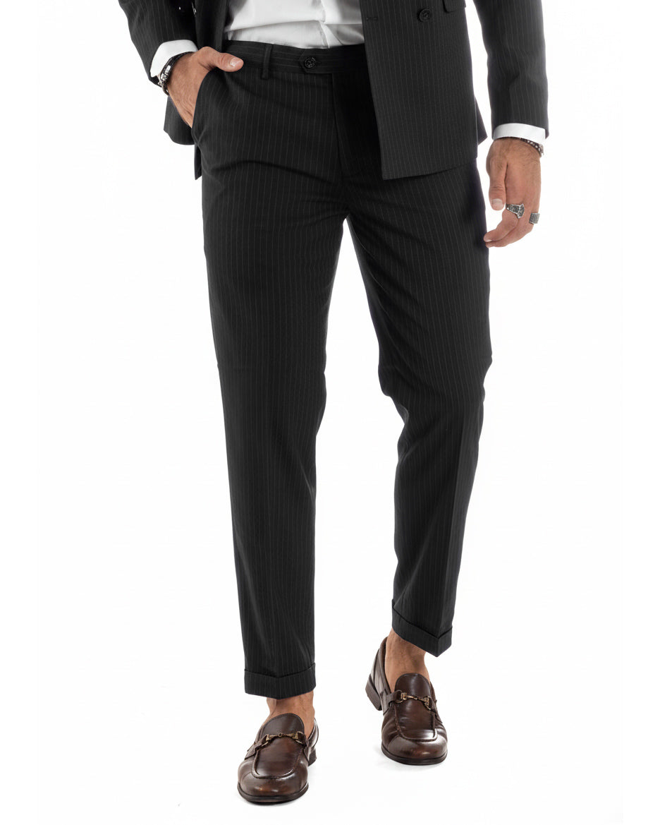 Abito uomo doppiopetto sartoriale rigato giacca pantaloni fantasia gessata nero GIOSAL-AE1277A