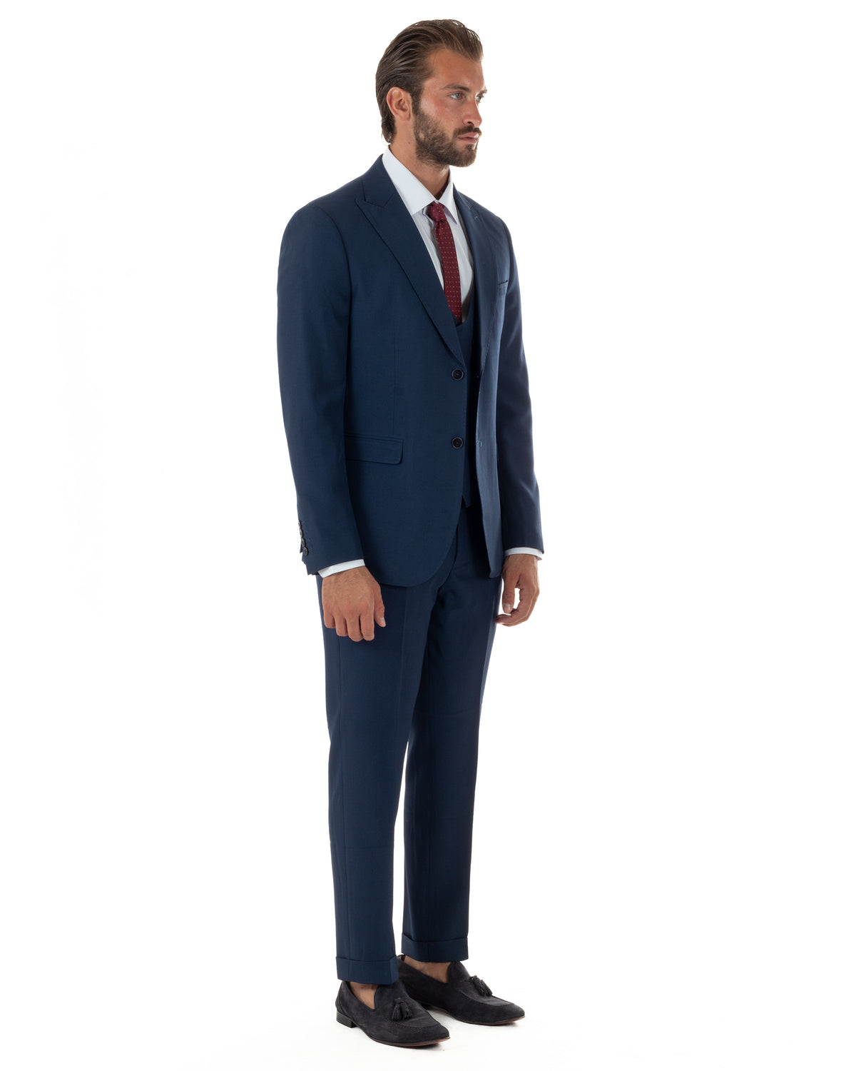 Abito uomo monopetto vestito 3 pezzi completo panciotto blu navy GIOSAL-AE1283A
