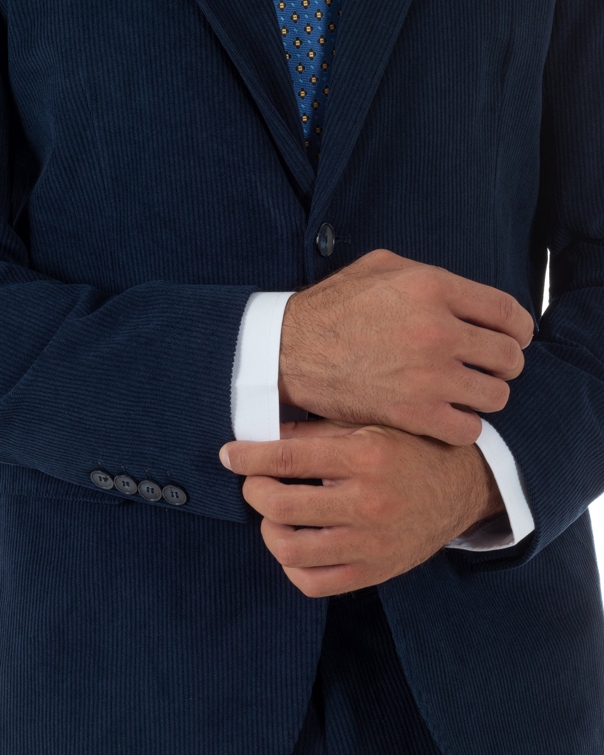 Abito uomo monopetto in velluto a coste giacca pantaloni blu GIOSAL-AE1292A